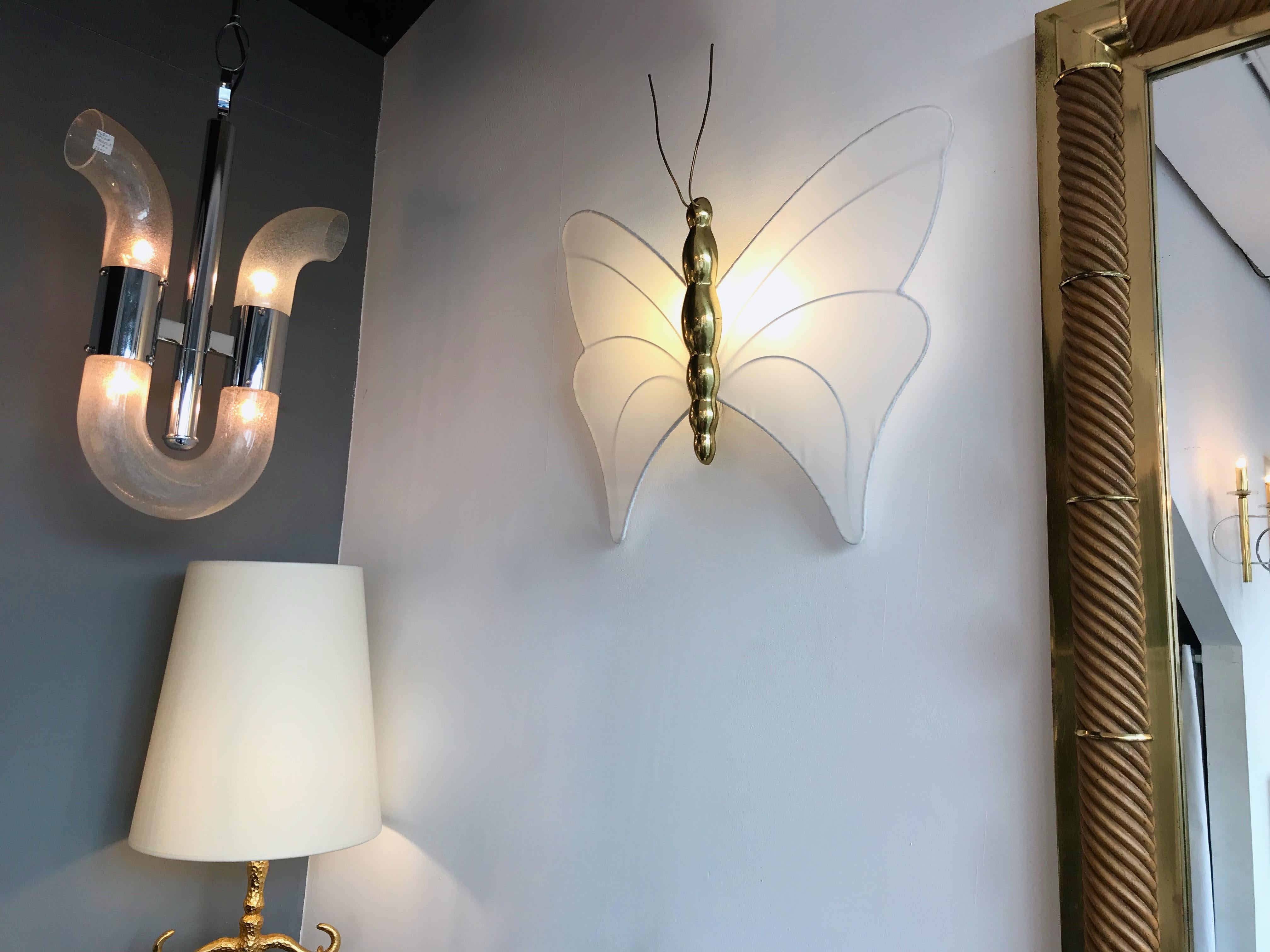 Late 20th Century Pair of Brass Sconces Butterfly by Antonio Pavia, Italy, 1970s