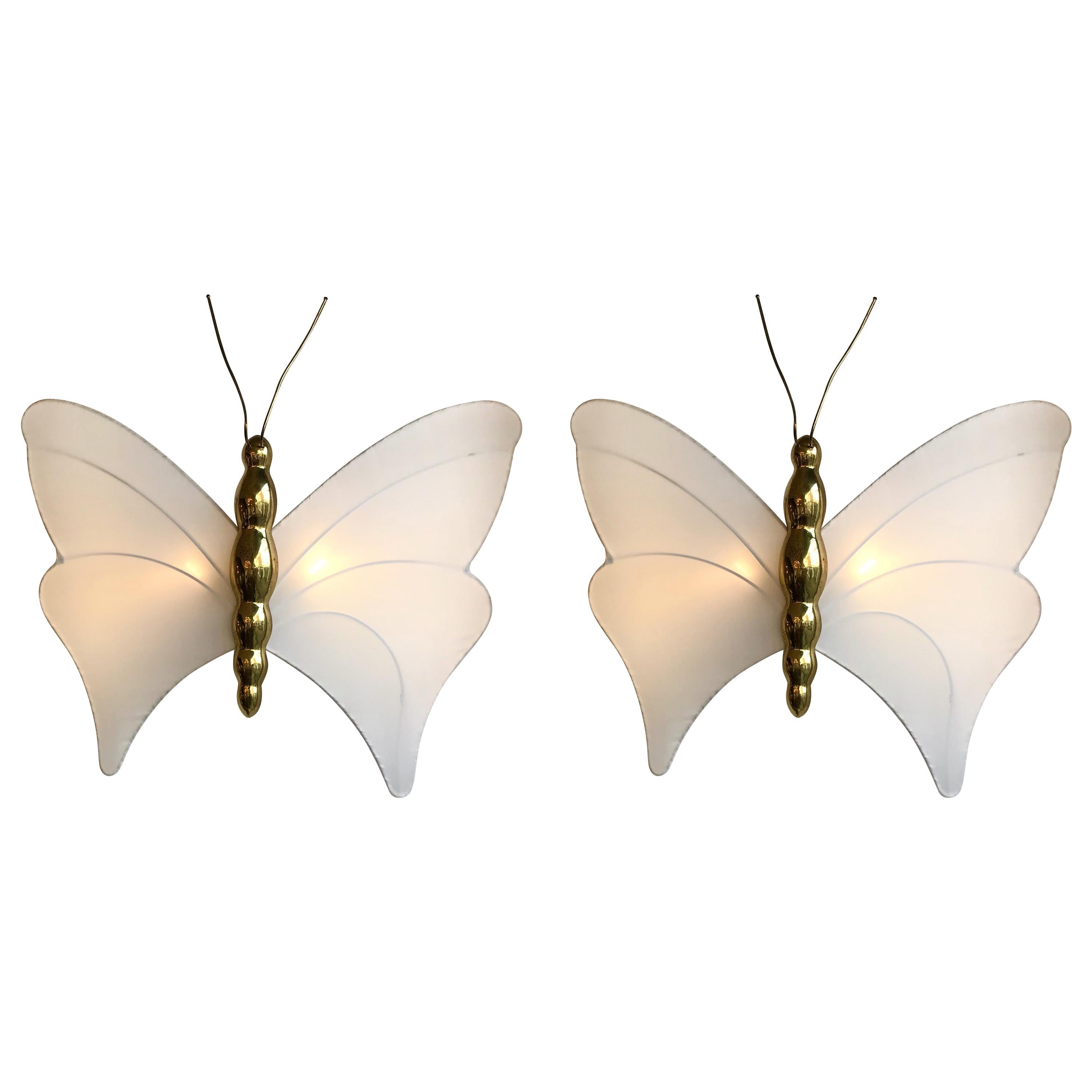 Pair of Brass Sconces Butterfly by Antonio Pavia, Italy, 1970s