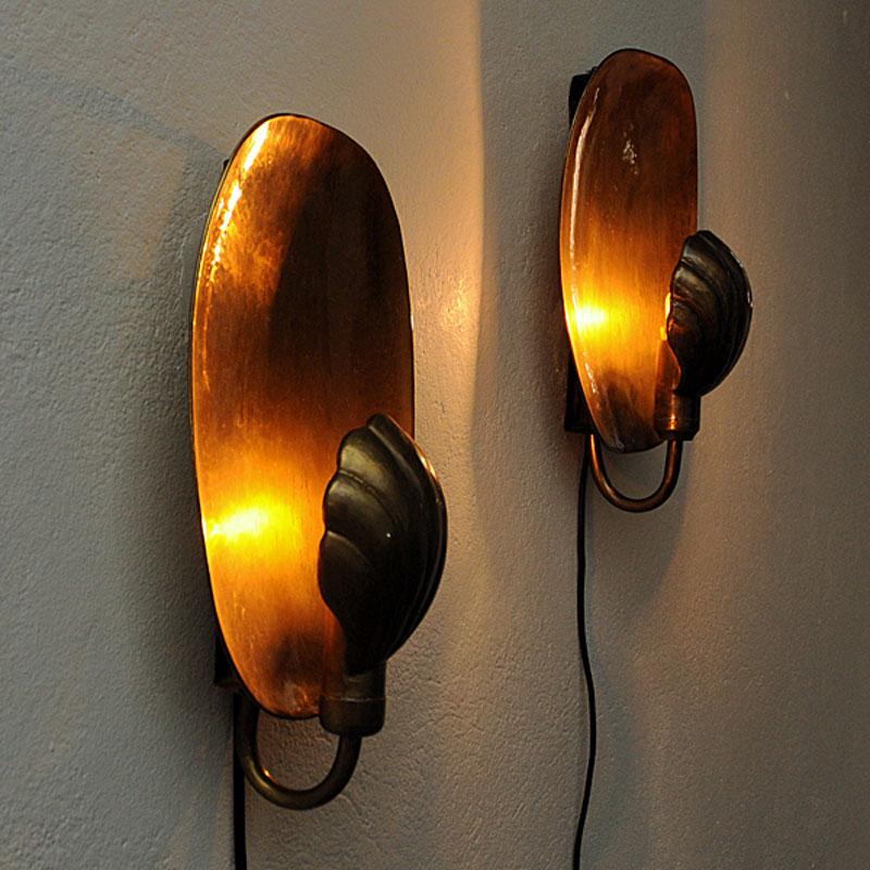 Pair of Brass Sconces by Lars Holmström for Arvika 1950s, Sweden In Good Condition In Stockholm, SE