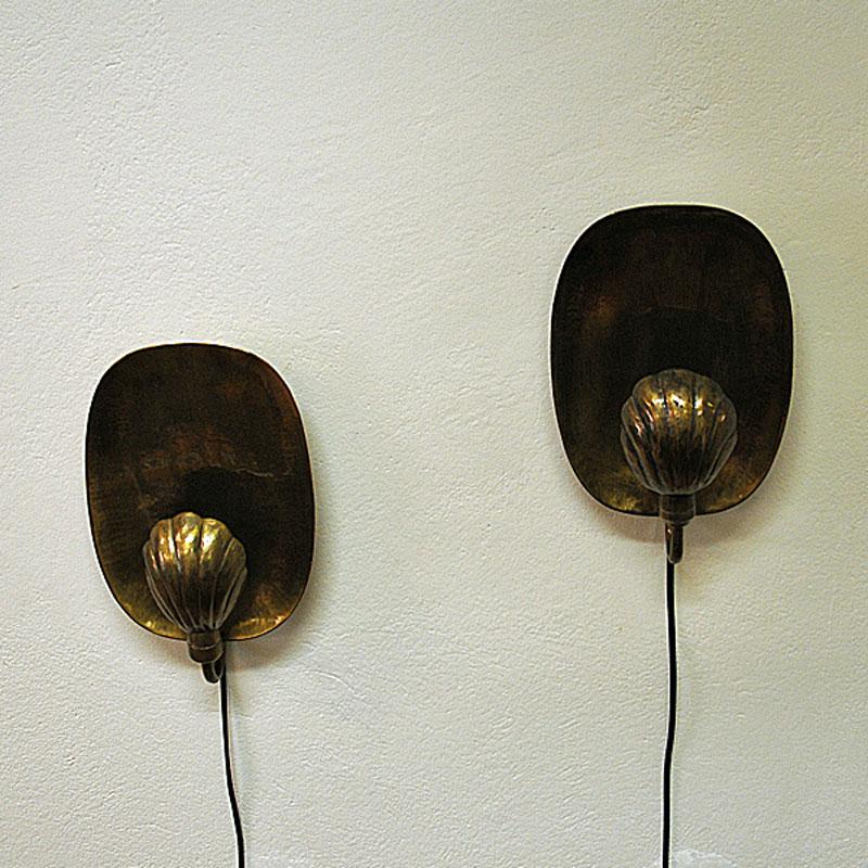 Pair of Brass Sconces by Lars Holmström for Arvika 1950s, Sweden 2