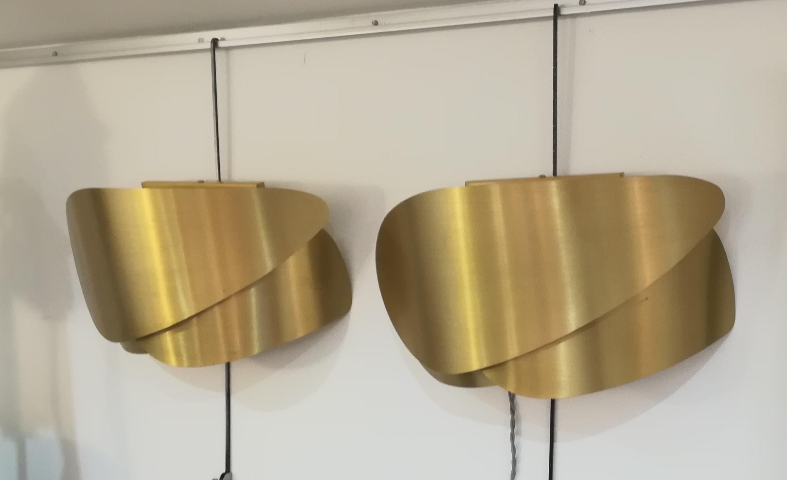 French Pair of Brass Sconces, circa 1970 For Sale