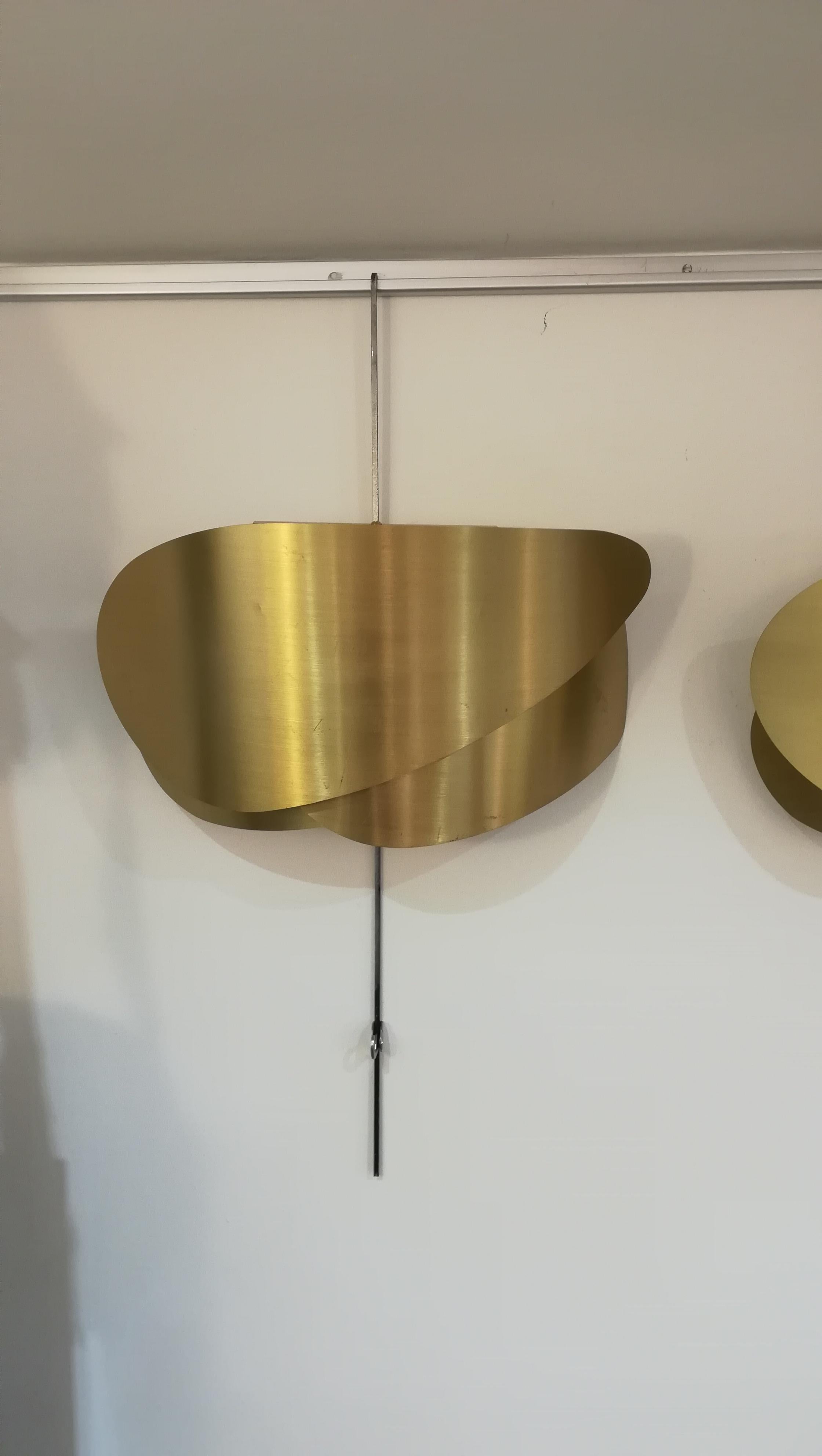 Late 20th Century Pair of Brass Sconces, circa 1970 For Sale