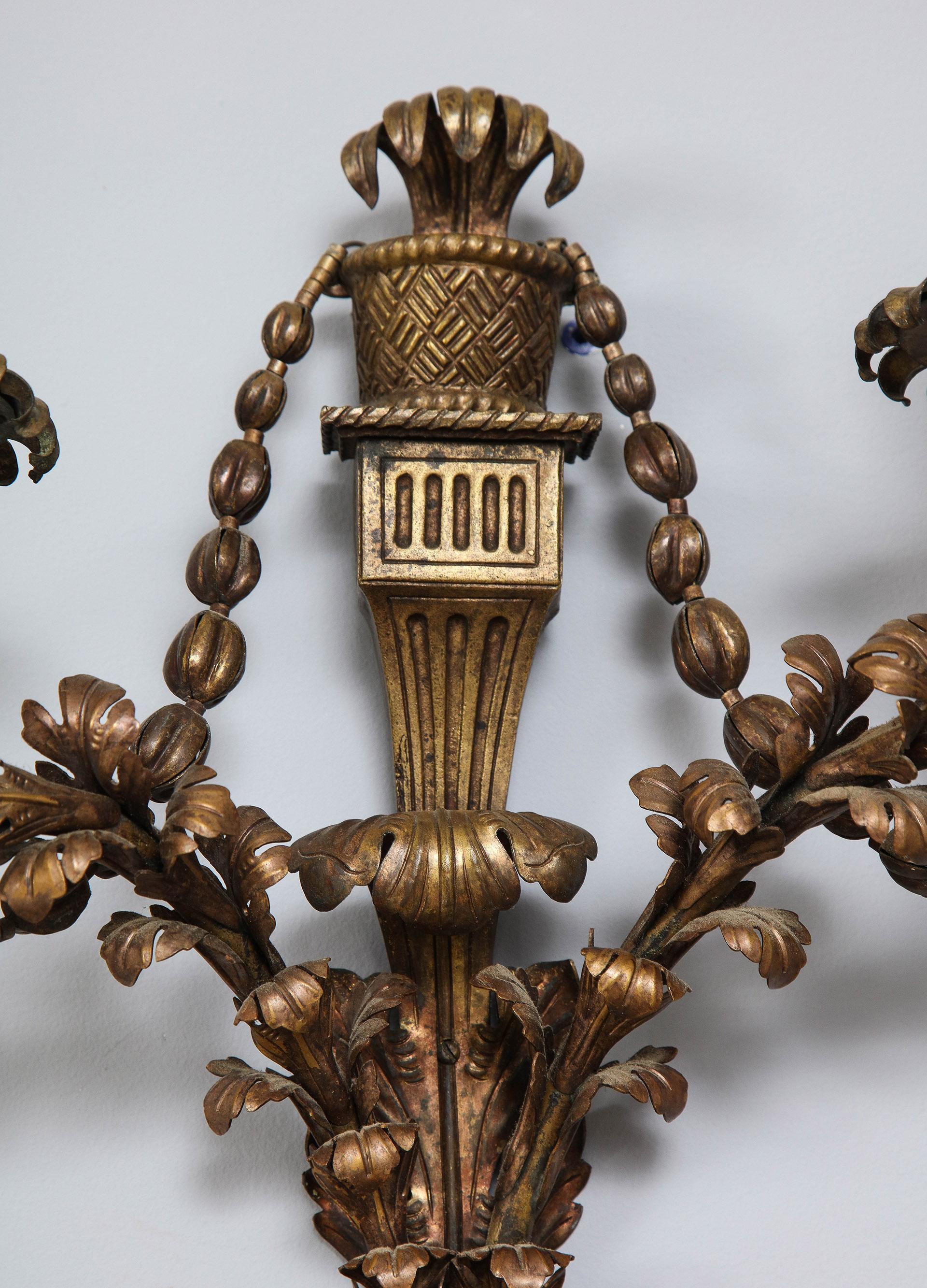 19th Century Pair of Brass Sconces For Sale