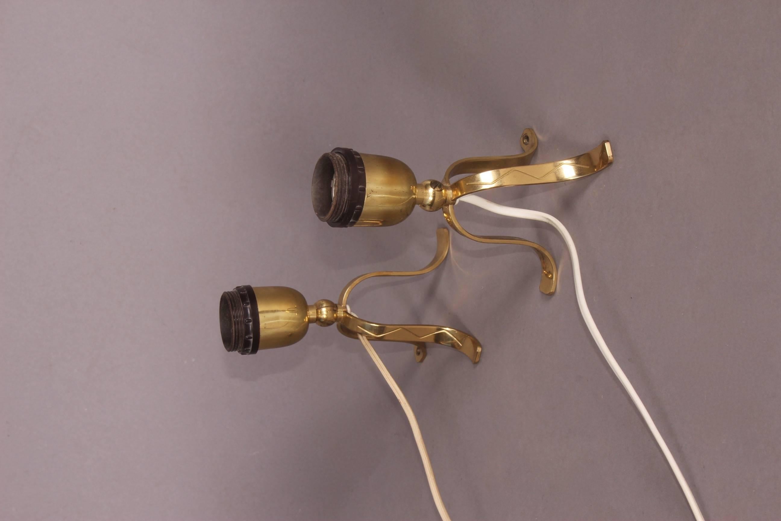 Mid-20th Century Pair of Brass Sconces