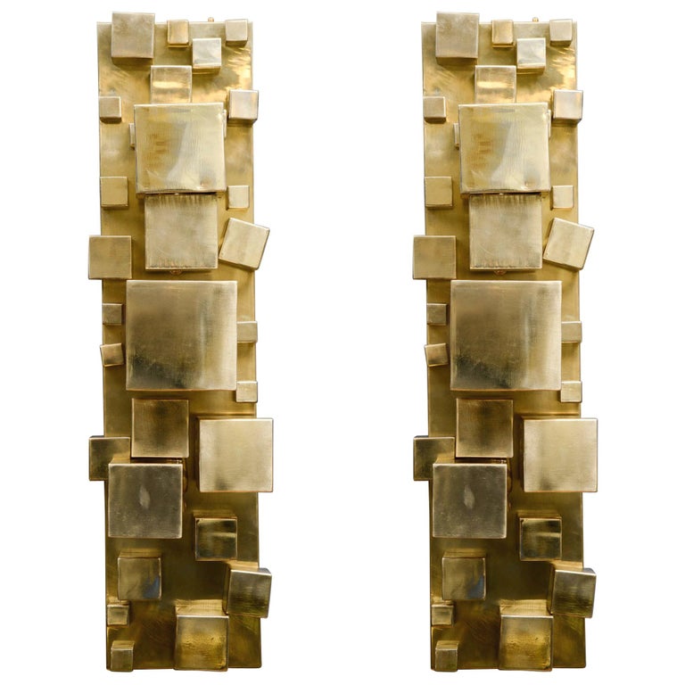 Pair of brass sconces, 2010-, offered by Galerie Glustin