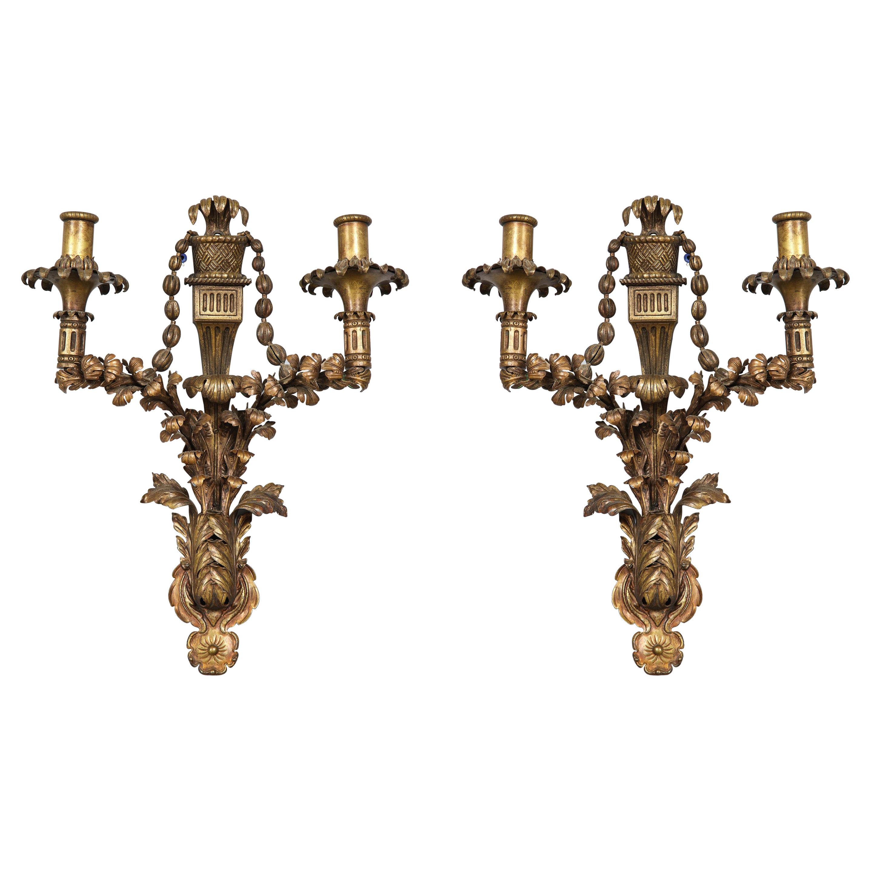 Pair of Brass Sconces