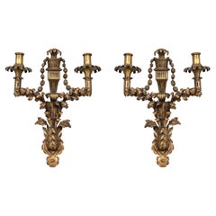 Antique Pair of Brass Sconces