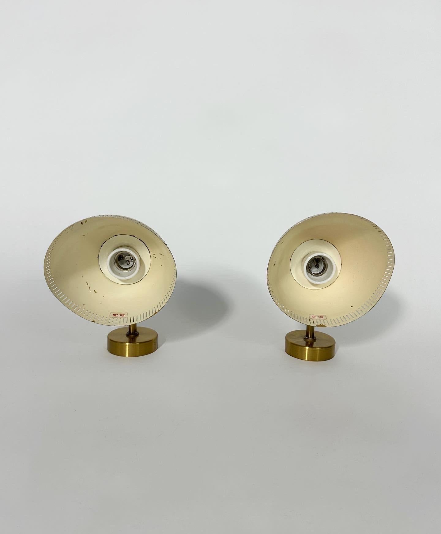 Pair of Brass Sconces Hans Bergström Wall Lamps ASEA Sweden 1950s In Good Condition In Basel, BS
