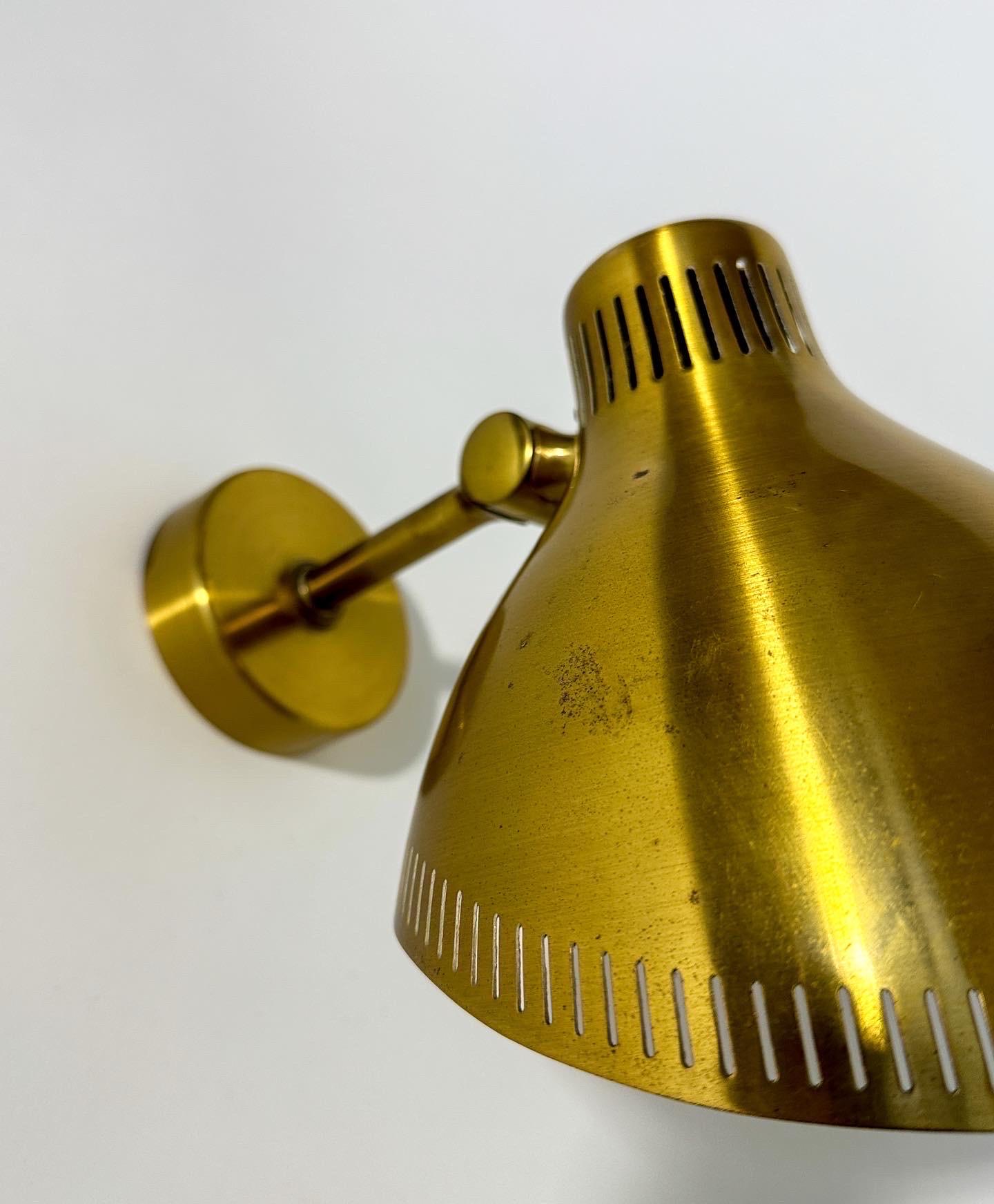 Mid-20th Century Pair of Brass Sconces Hans Bergström Wall Lamps ASEA Sweden 1950s
