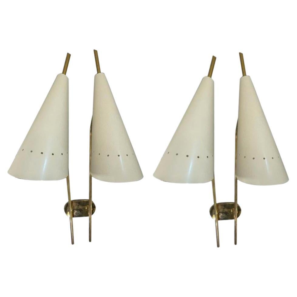 Pareja de candelabros de latón, Italia, años 70