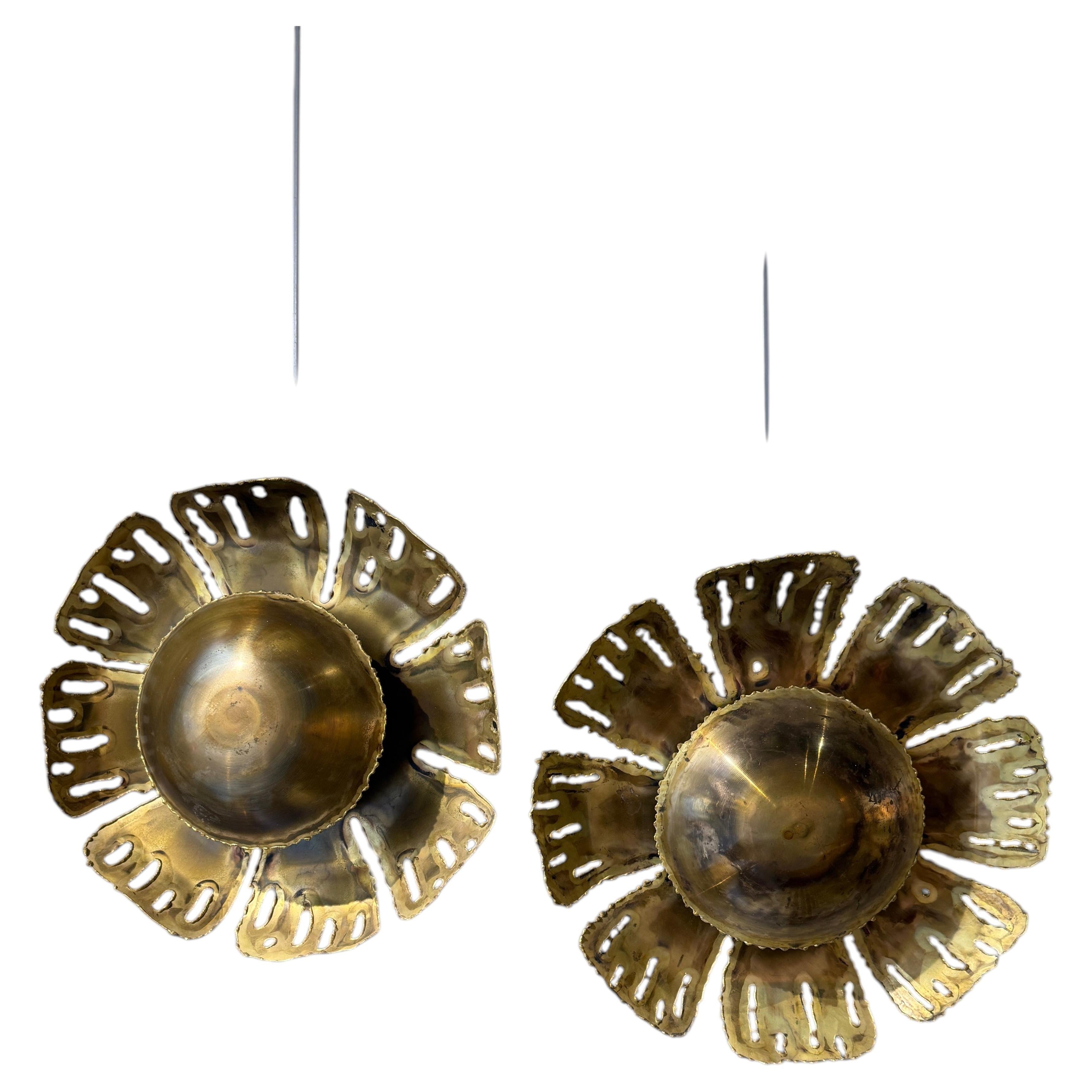 Pair of brass sconces Sven Aage Holm Sorensen Denmark 1970