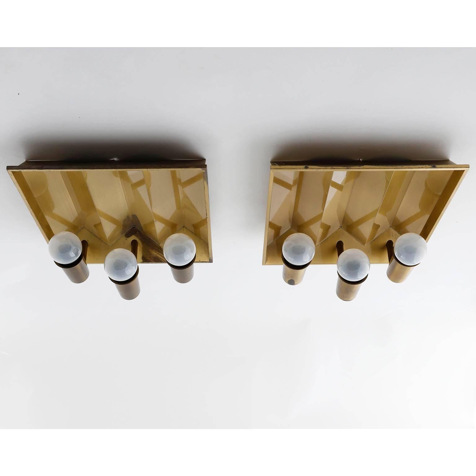 Danish Pair of Brass Sconces Wall Lights by Fog & Morup, Denmark, 1960