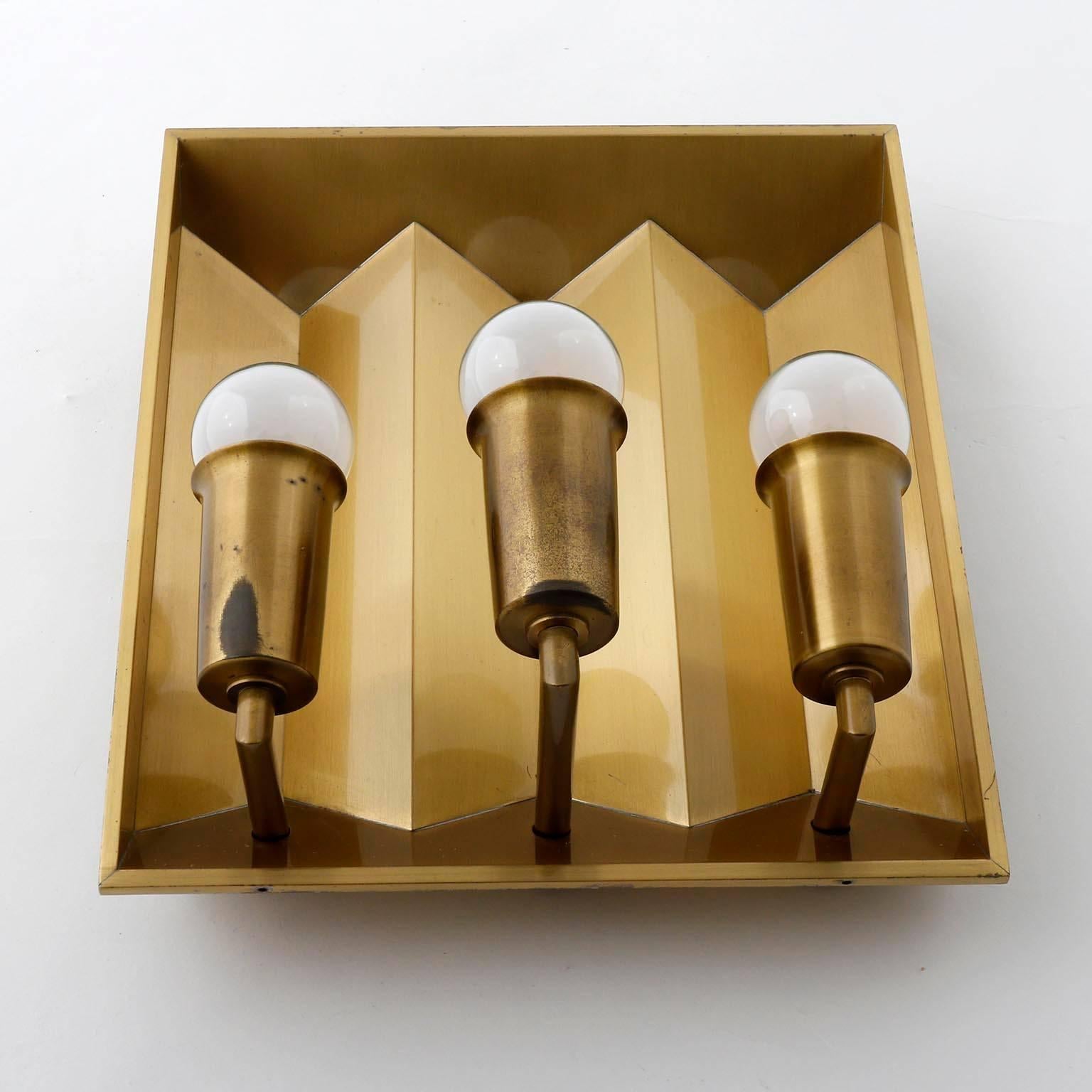 Mid-20th Century Pair of Brass Sconces Wall Lights by Fog & Morup, Denmark, 1960