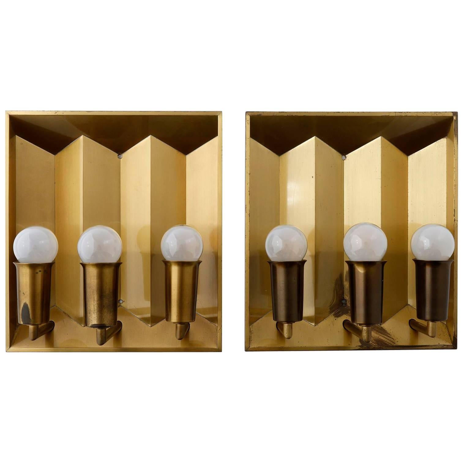 Pair of Brass Sconces Wall Lights by Fog & Morup, Denmark, 1960