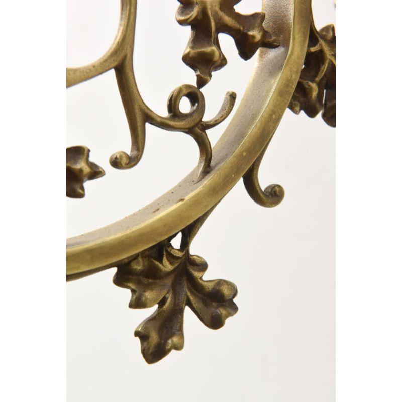 Pair of Brass Sconces with Cast Leaf Patterned Arms For Sale 1