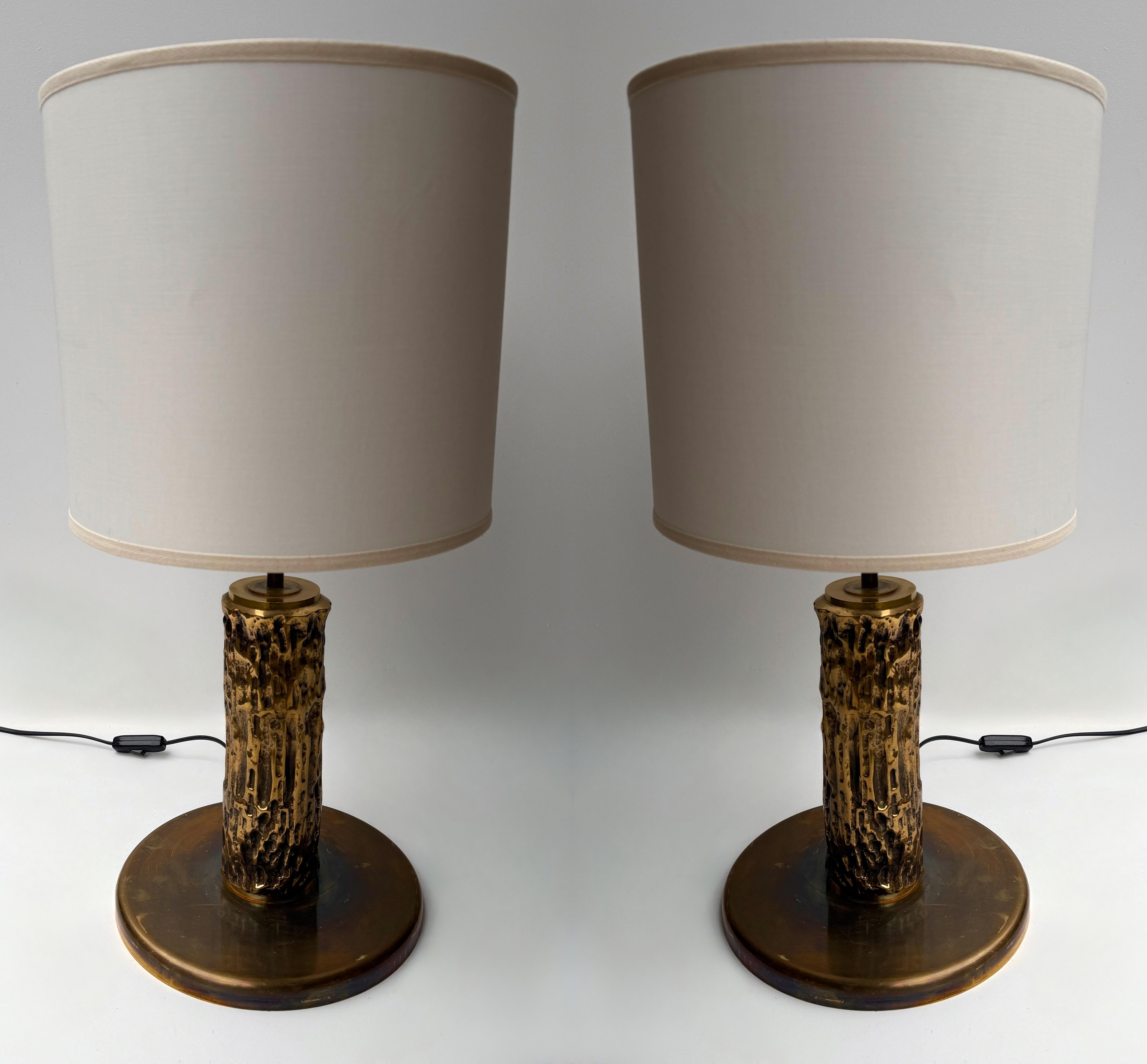 Paar Messing-Skulptur-Lampen von Angelo Brotto für Esperia Italien, 1980er Jahre im Angebot 7