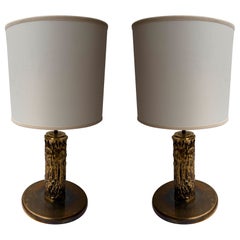 Pareja de lámparas escultura de latón de Angelo Brotto para Esperia Italia, años 80