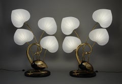 Pair of Brass Seated Egret / Flamingo Floor Lamps by Antonio Pavia