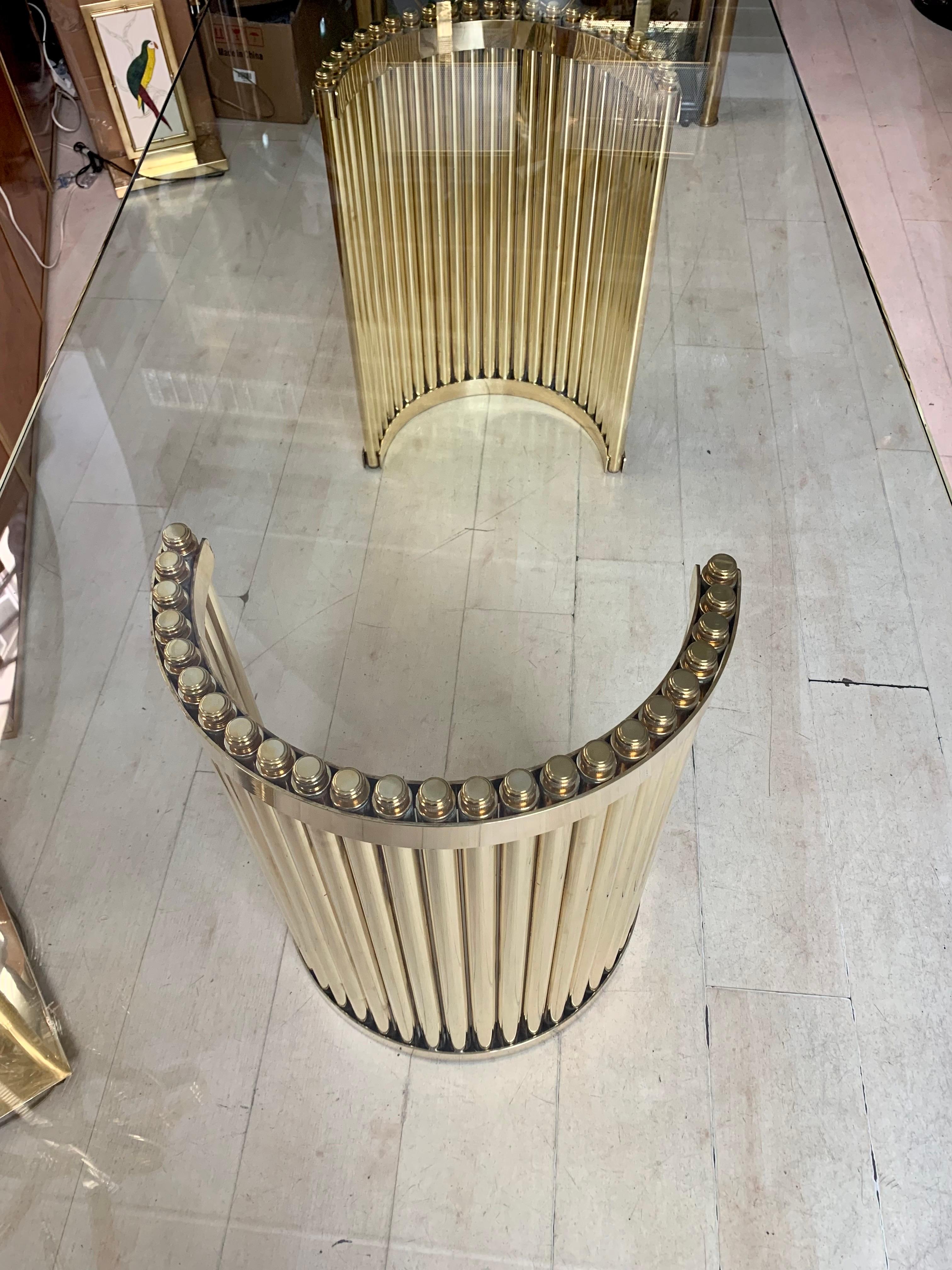 Pair of Brass Semicircular Table Bases or Consoles, 1980 For Sale 4