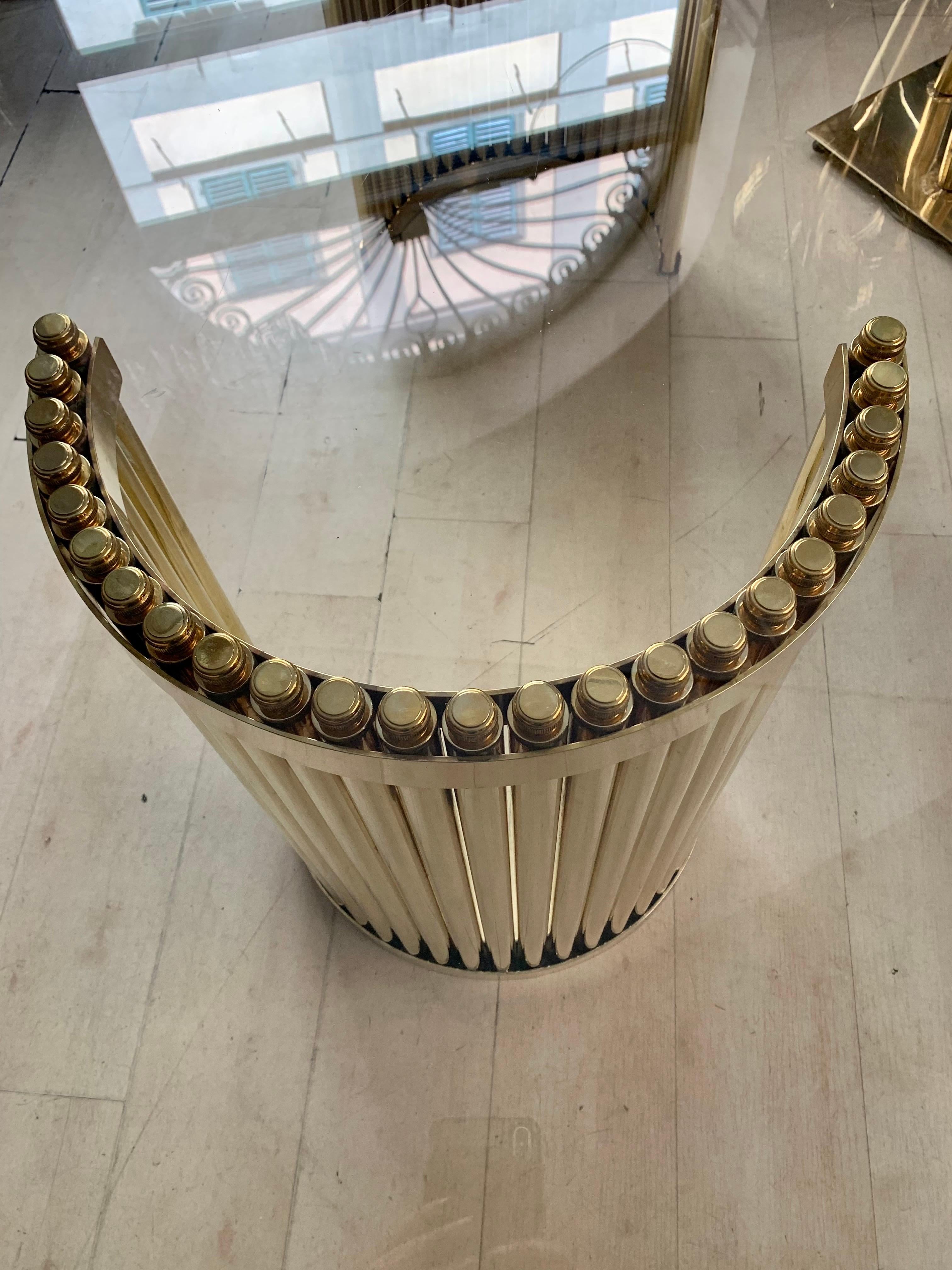 Pair of Brass Semicircular Table Bases or Consoles, 1980 For Sale 7