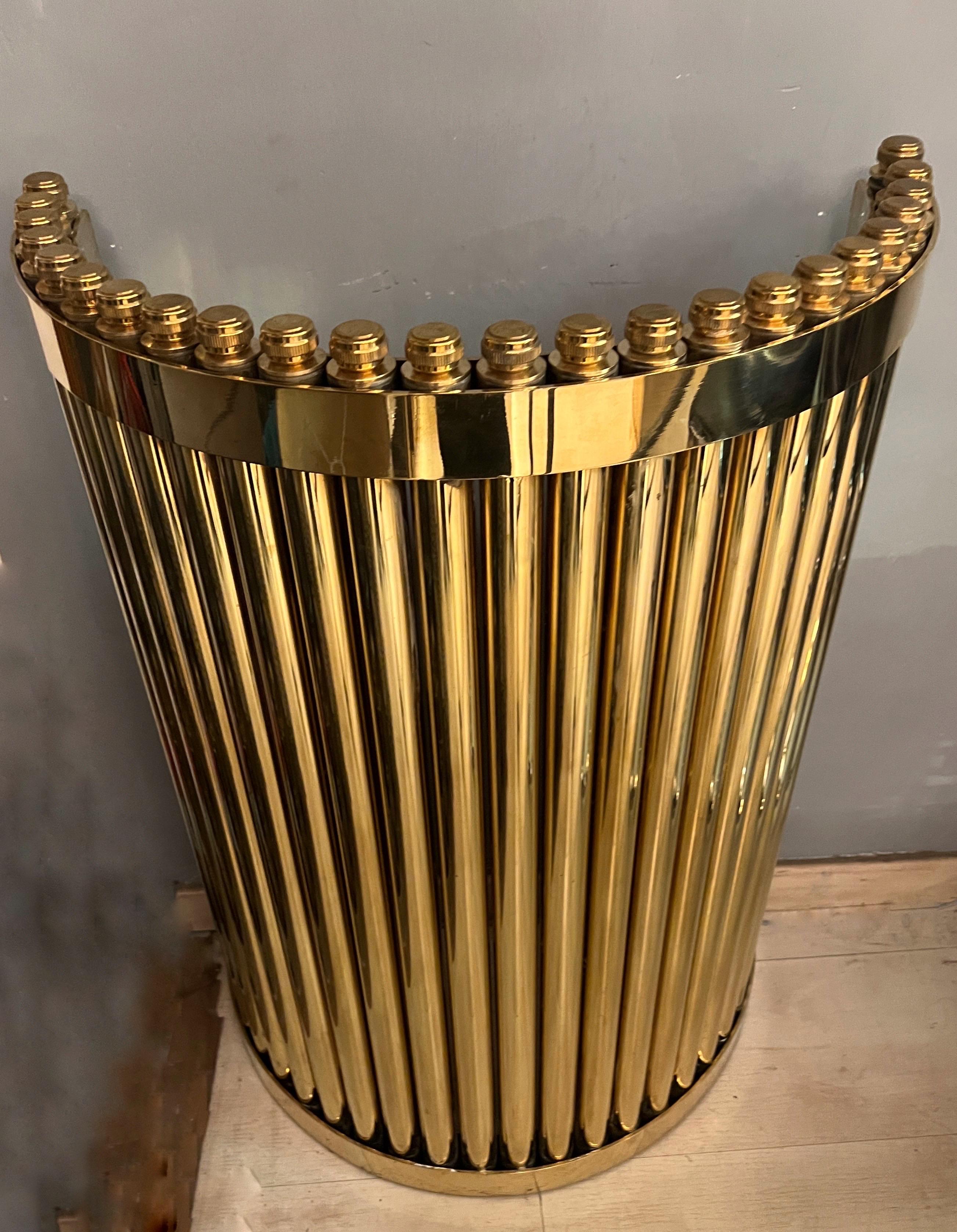 Industrial Pair of Brass Semicircular Table Bases or Consoles, 1980 For Sale