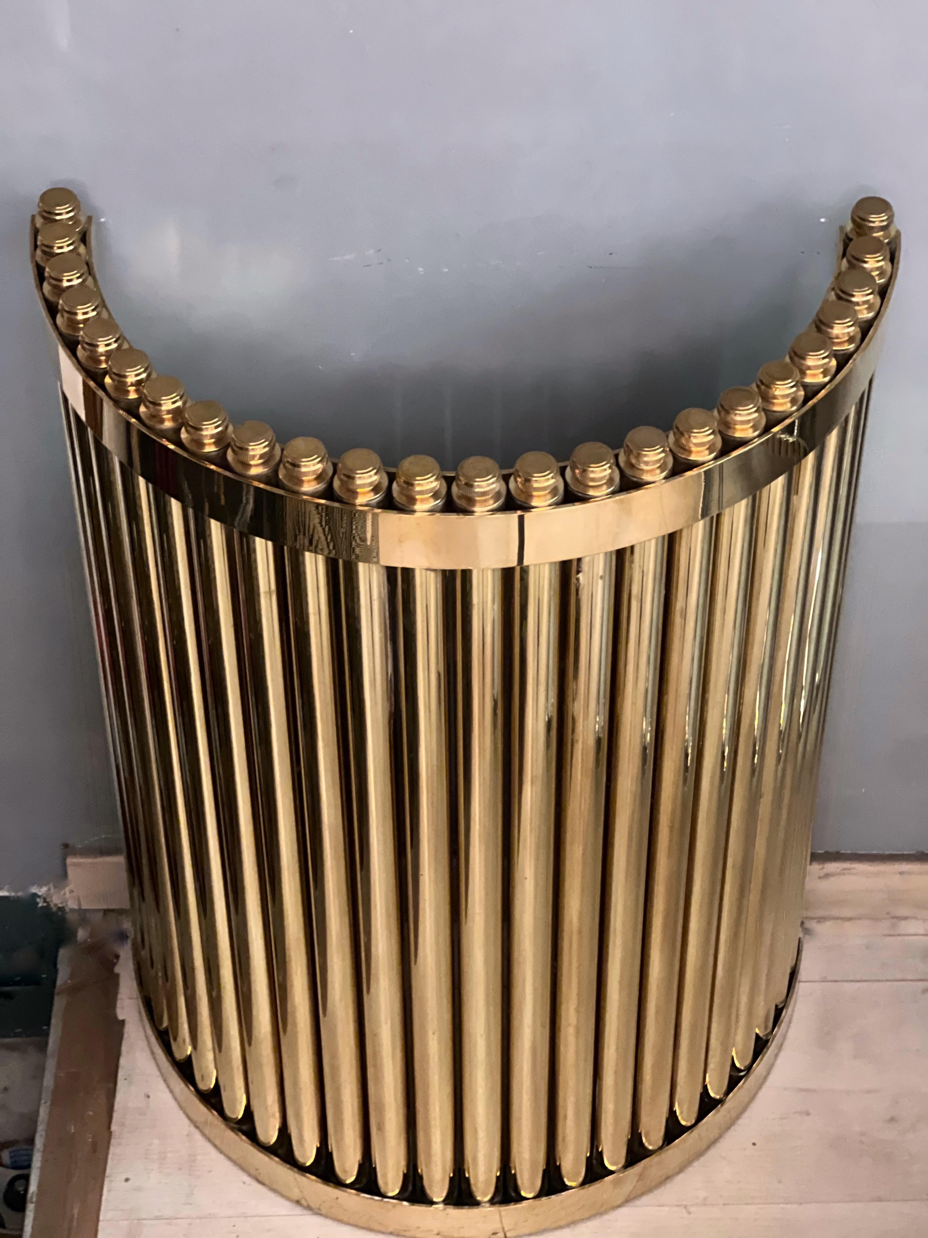 Italian Pair of Brass Semicircular Table Bases or Consoles, 1980 For Sale