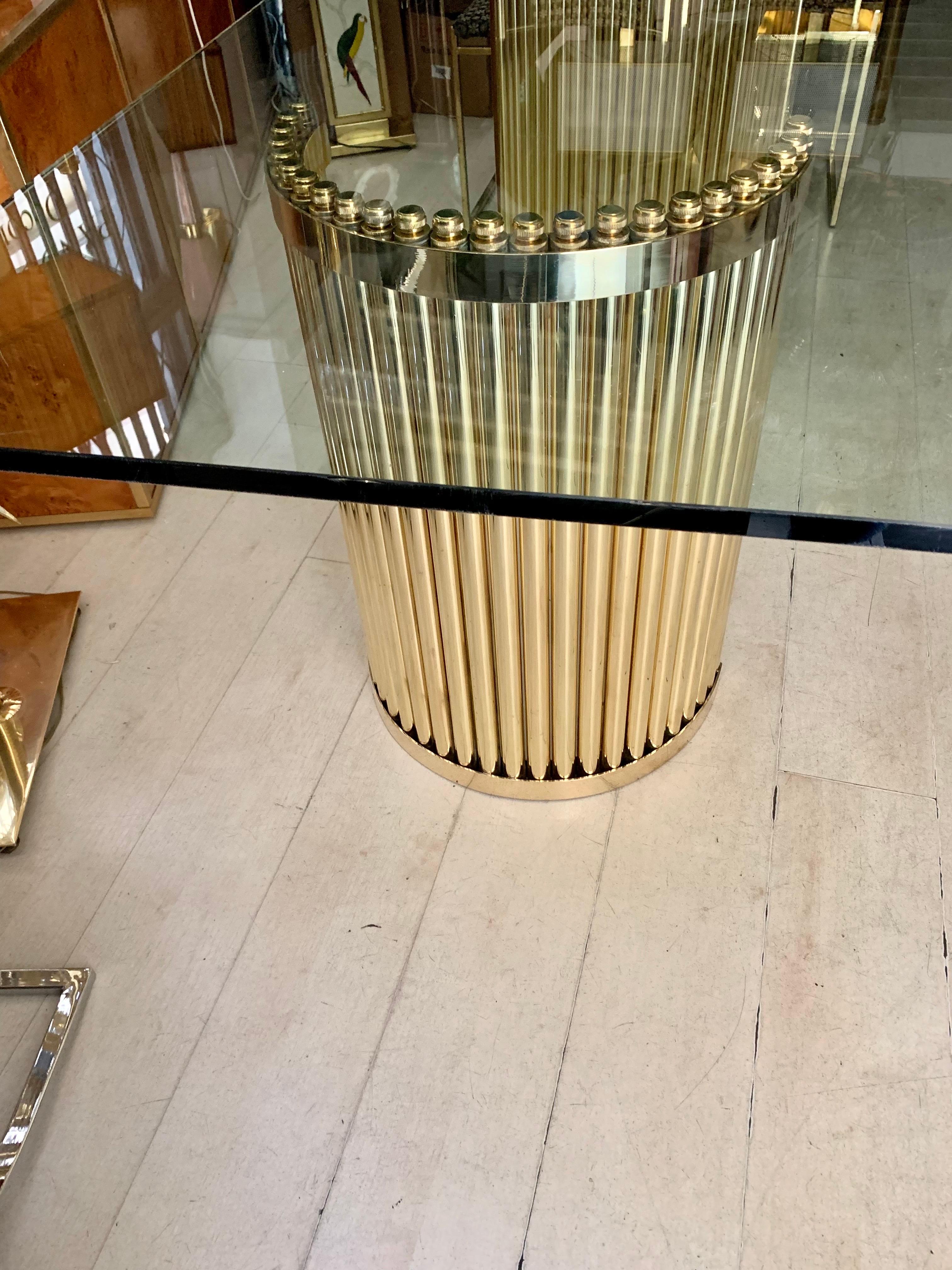 Pair of Brass Semicircular Table Bases or Consoles, 1980 For Sale 1