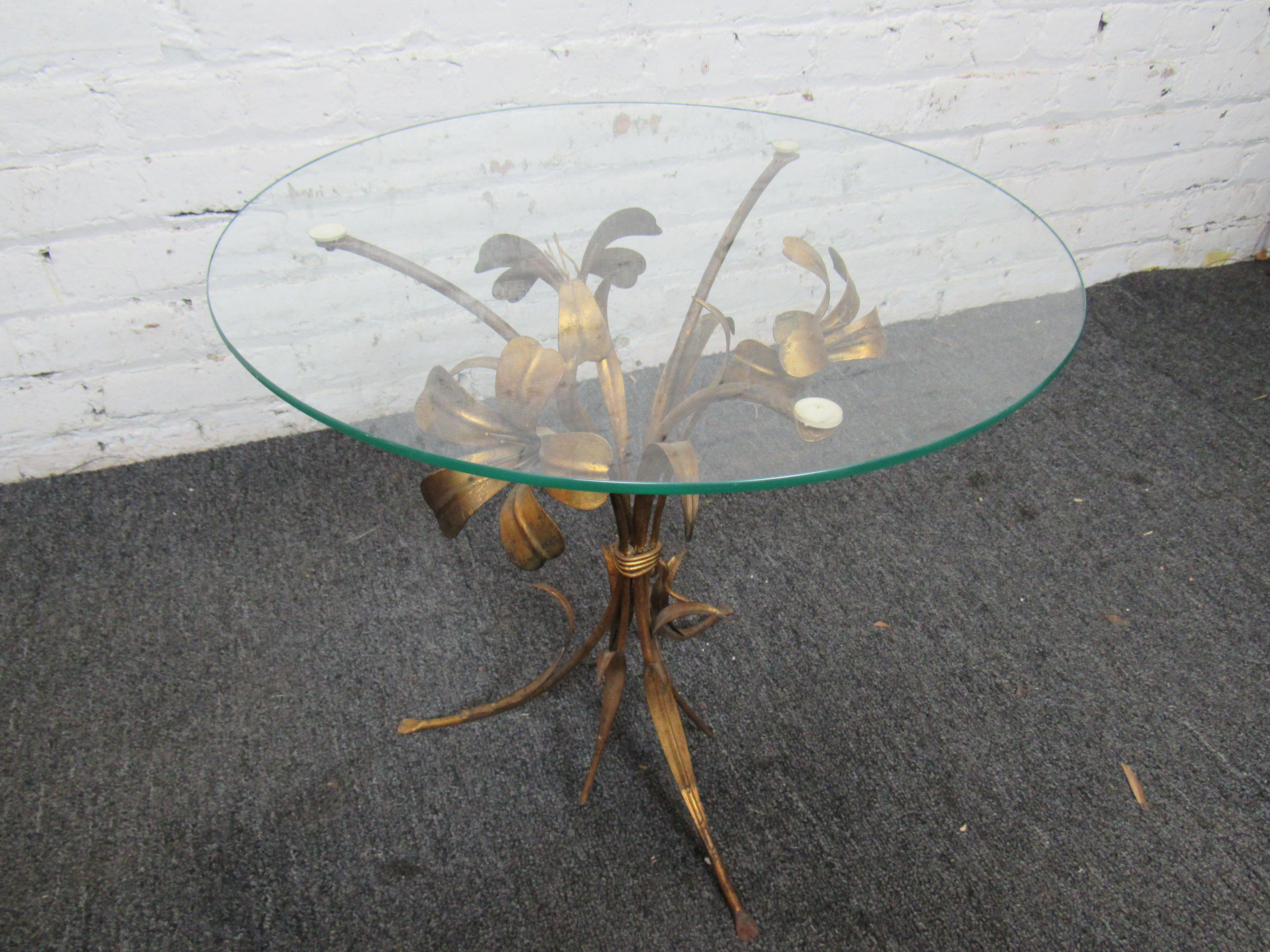 20th Century Pair of Brass Sheaf of Wheat Side Tables