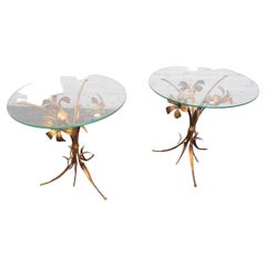 Pair of Brass Sheaf of Wheat Side Tables