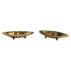 Pair of Brass Shell Ashtray Catch Dishes