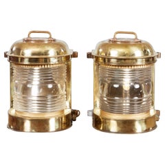 Pair of Large Brass Ship's Lights