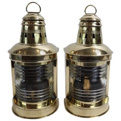 Vintage Pair of Brass Ships Masthead Lanterns