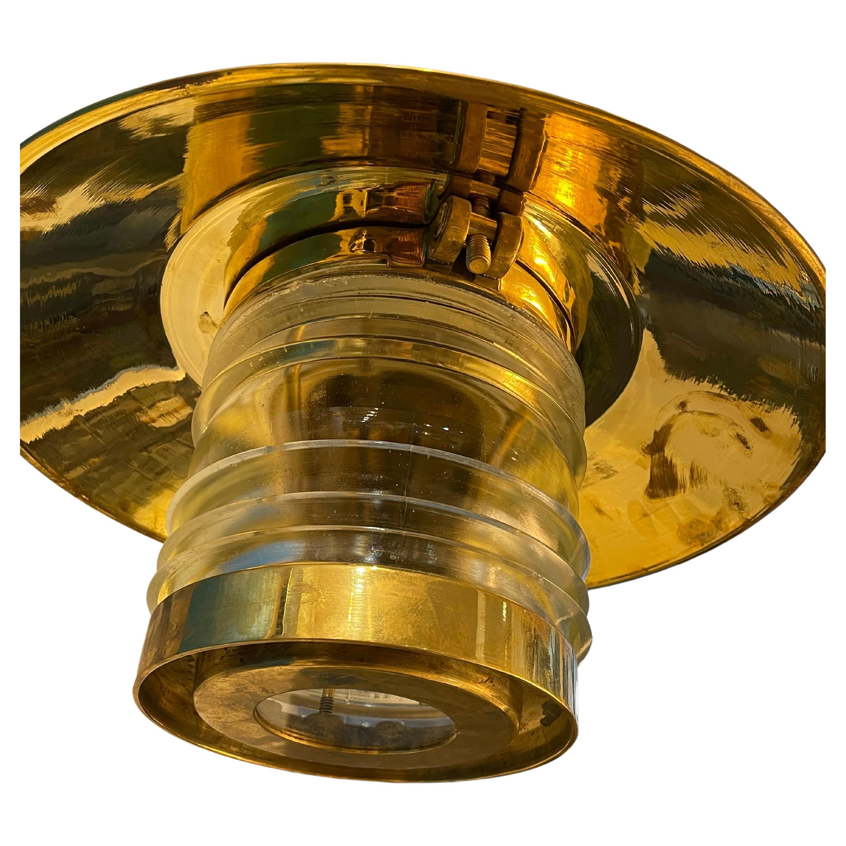Pair of Brass Ship's Pendant Lights In Good Condition In Nantucket, MA