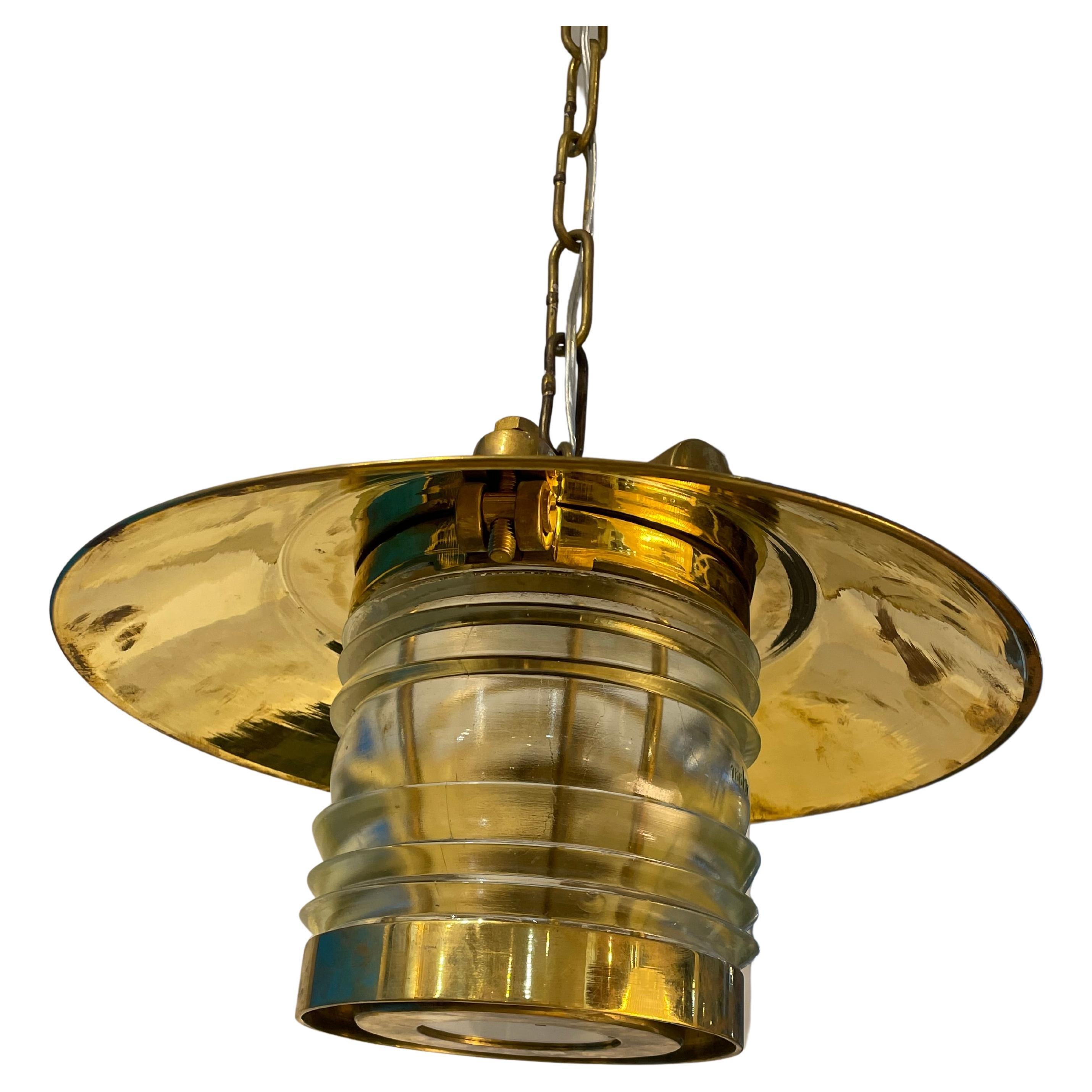 20th Century Pair of Brass Ship's Pendant Lights
