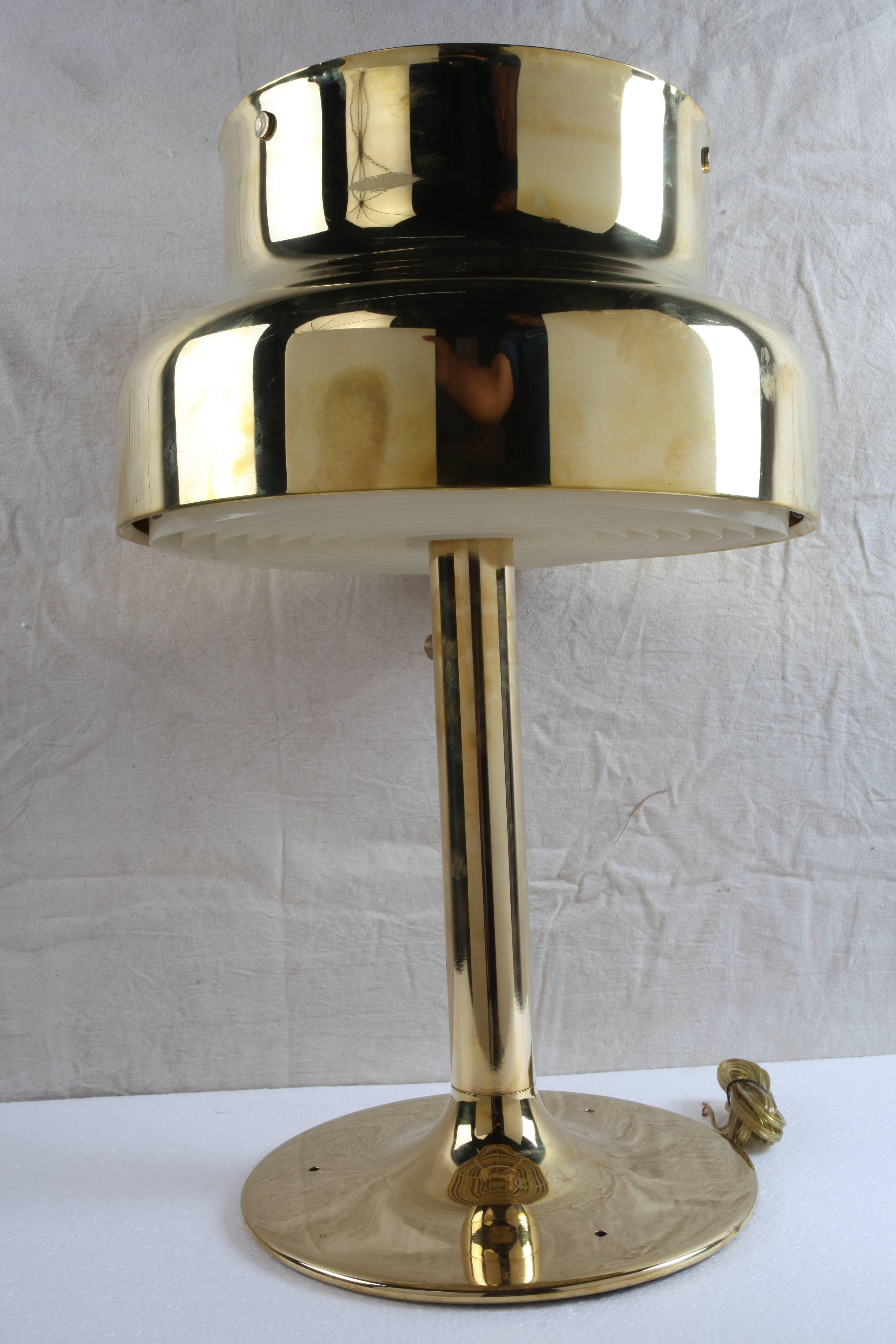 Industrial Pair of Brass Ship's Stateroom Table Lamps, 1970s