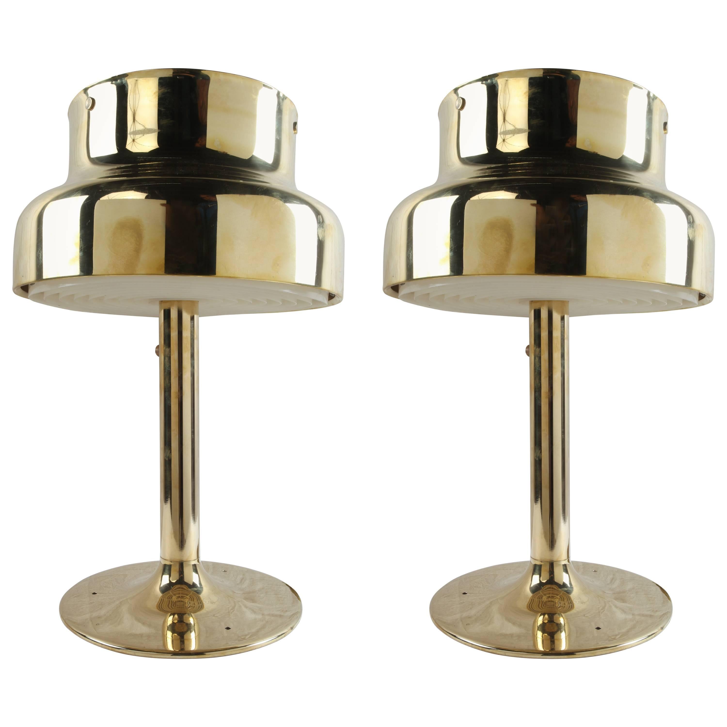 Pair of Brass Ship's Stateroom Table Lamps, 1970s