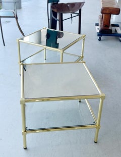 Pair of Brass Side End Tables with Cube Corners, 1960s