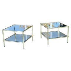 Paire de tables d'appoint en laiton avec coins cubiques, années 1960