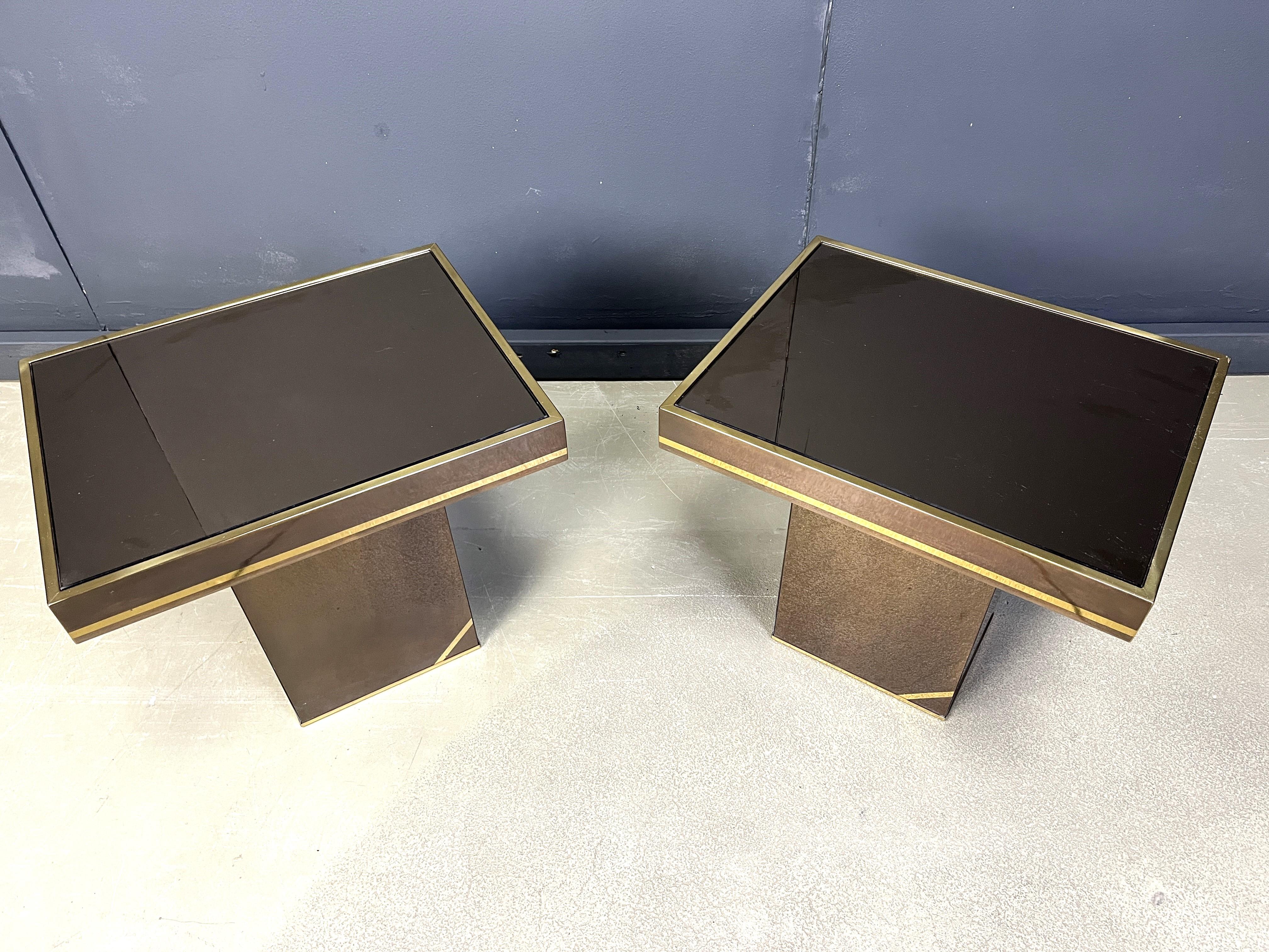 Belge Paire de tables d'appoint en laiton par Belgochrom, 1970 en vente