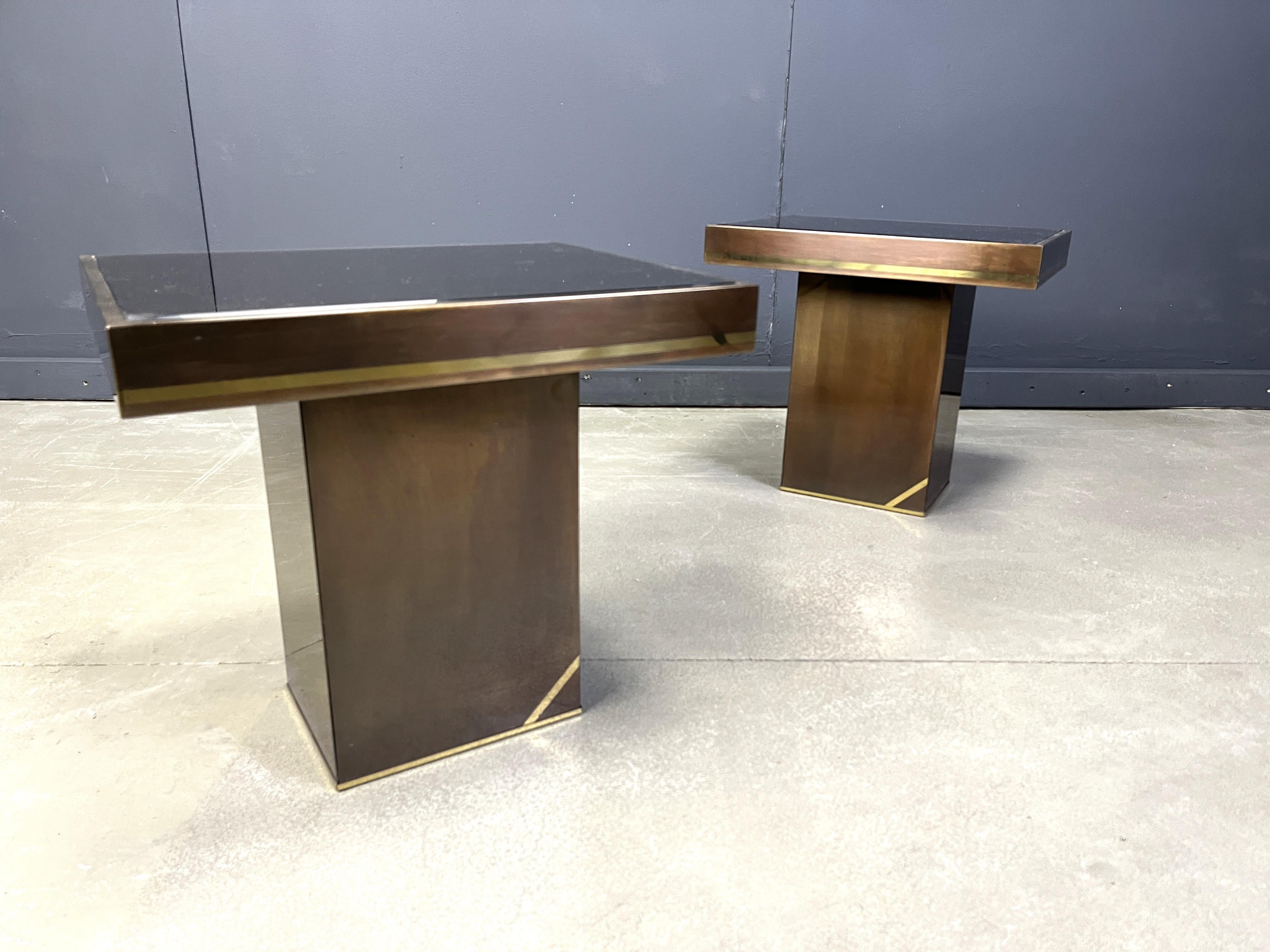 Fin du 20e siècle Paire de tables d'appoint en laiton par Belgochrom, 1970 en vente