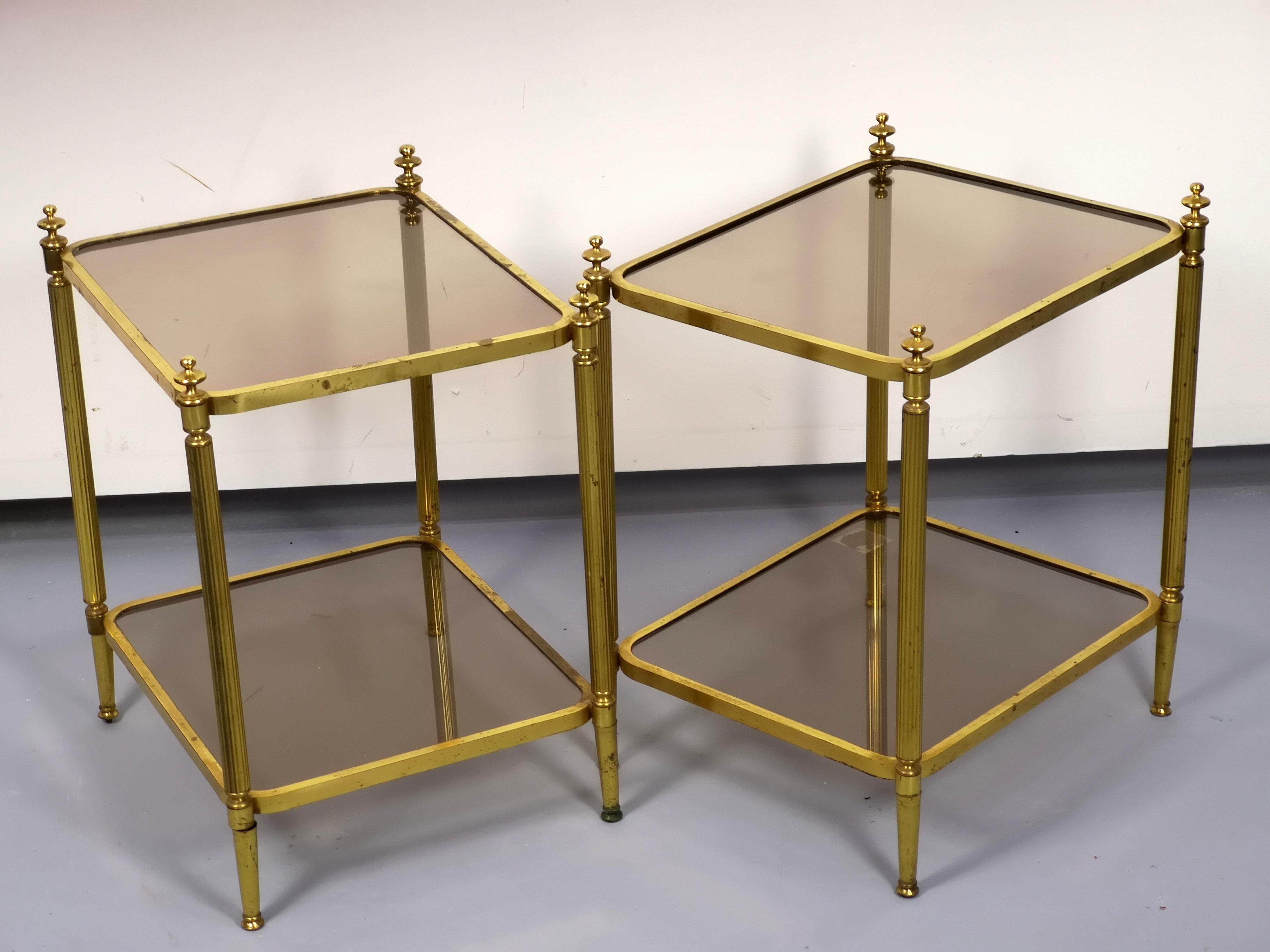 brass and glass side table