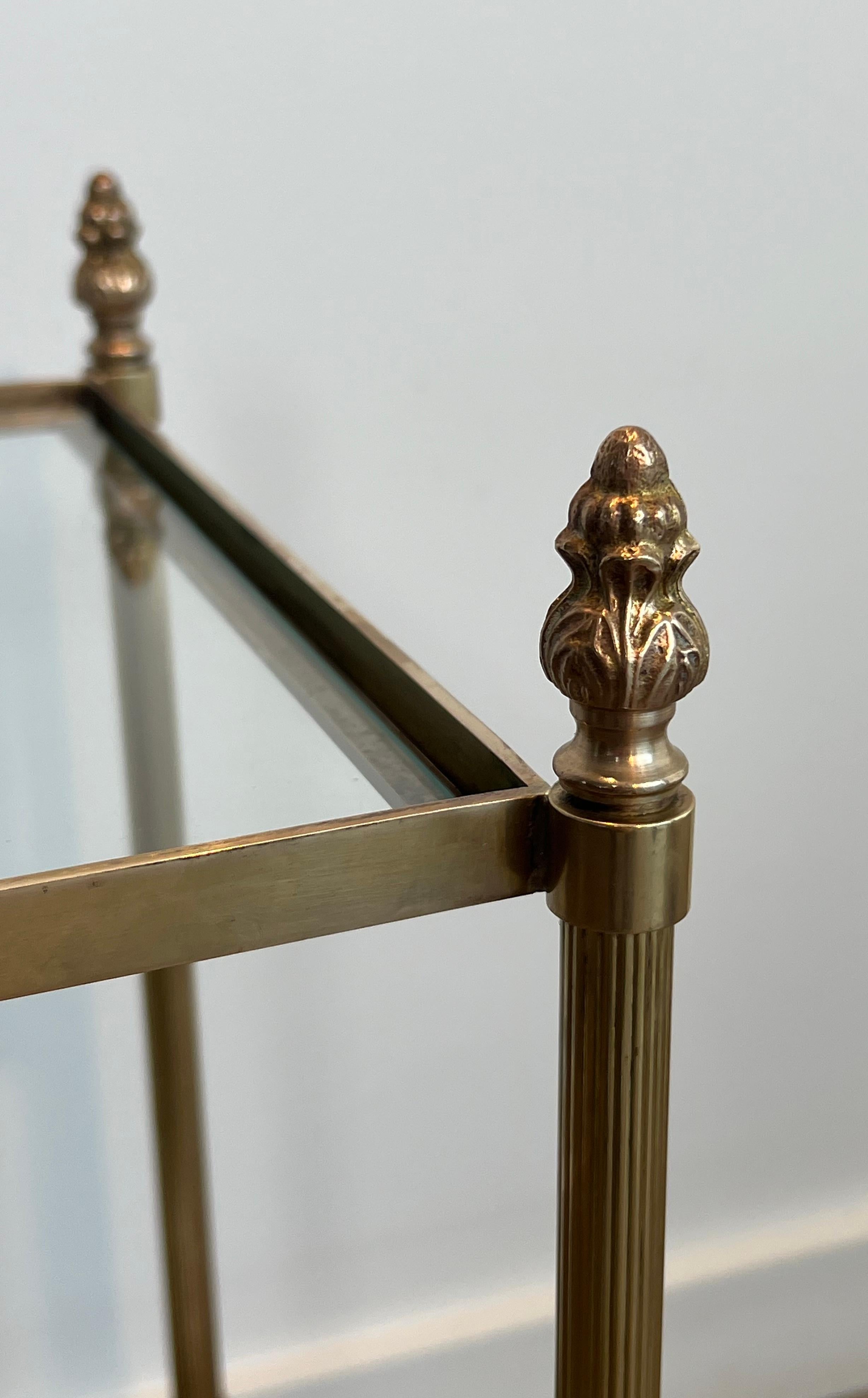 Pair of Brass Side Tables Attributed to Maison Jansen For Sale 4