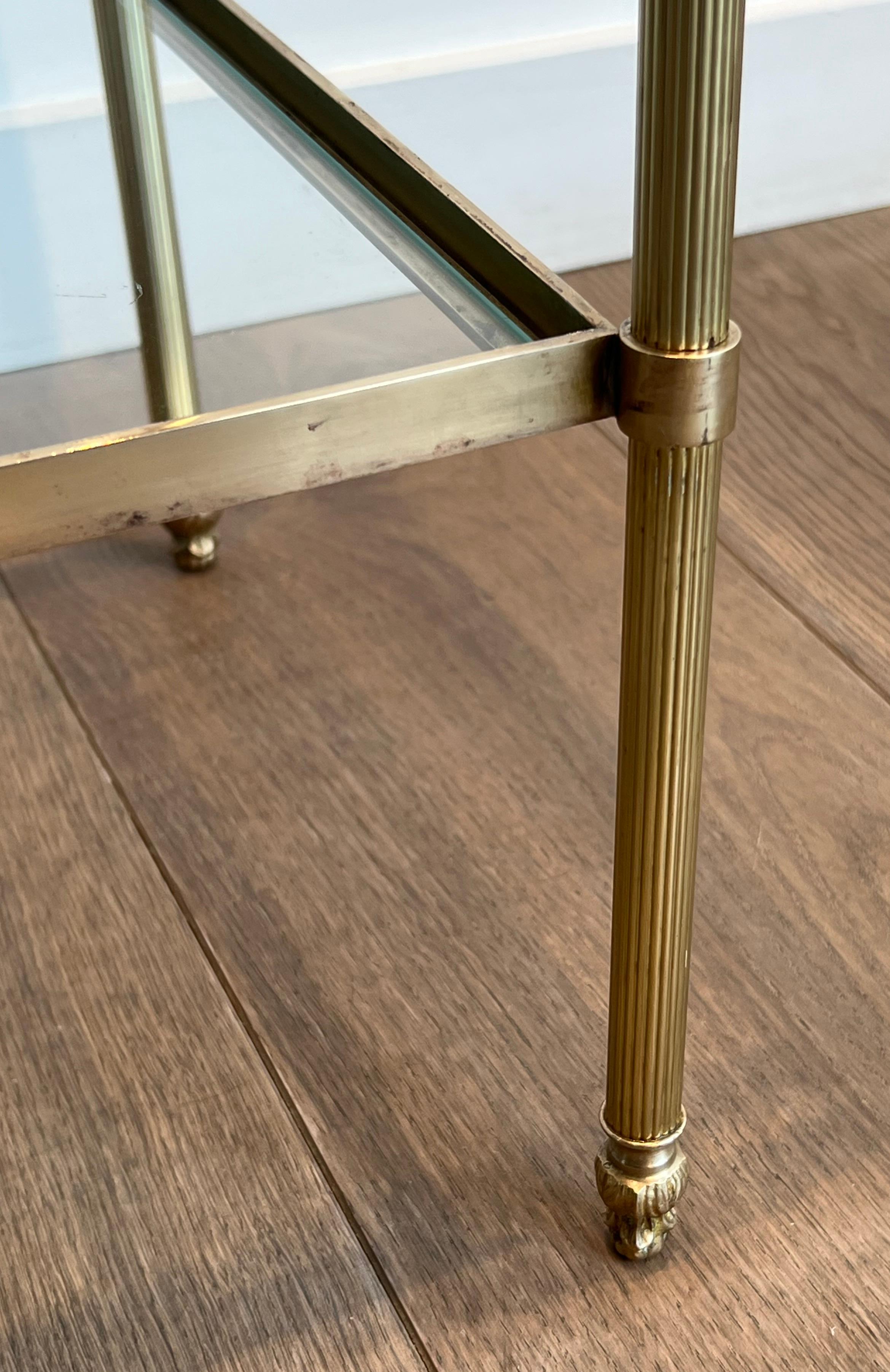 Pair of Brass Side Tables Attributed to Maison Jansen For Sale 5