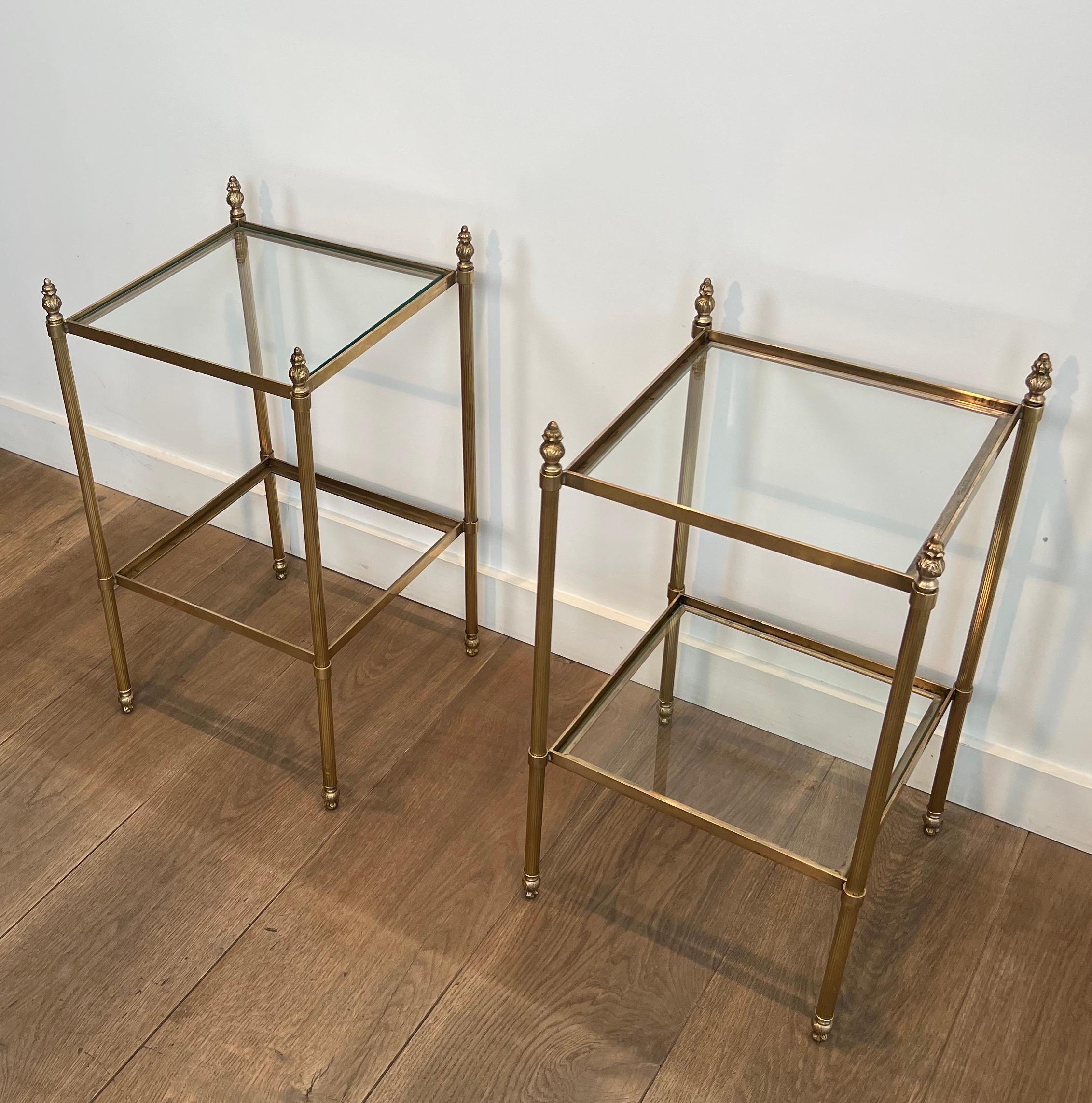 Pair of Brass Side Tables Attributed to Maison Jansen For Sale 6