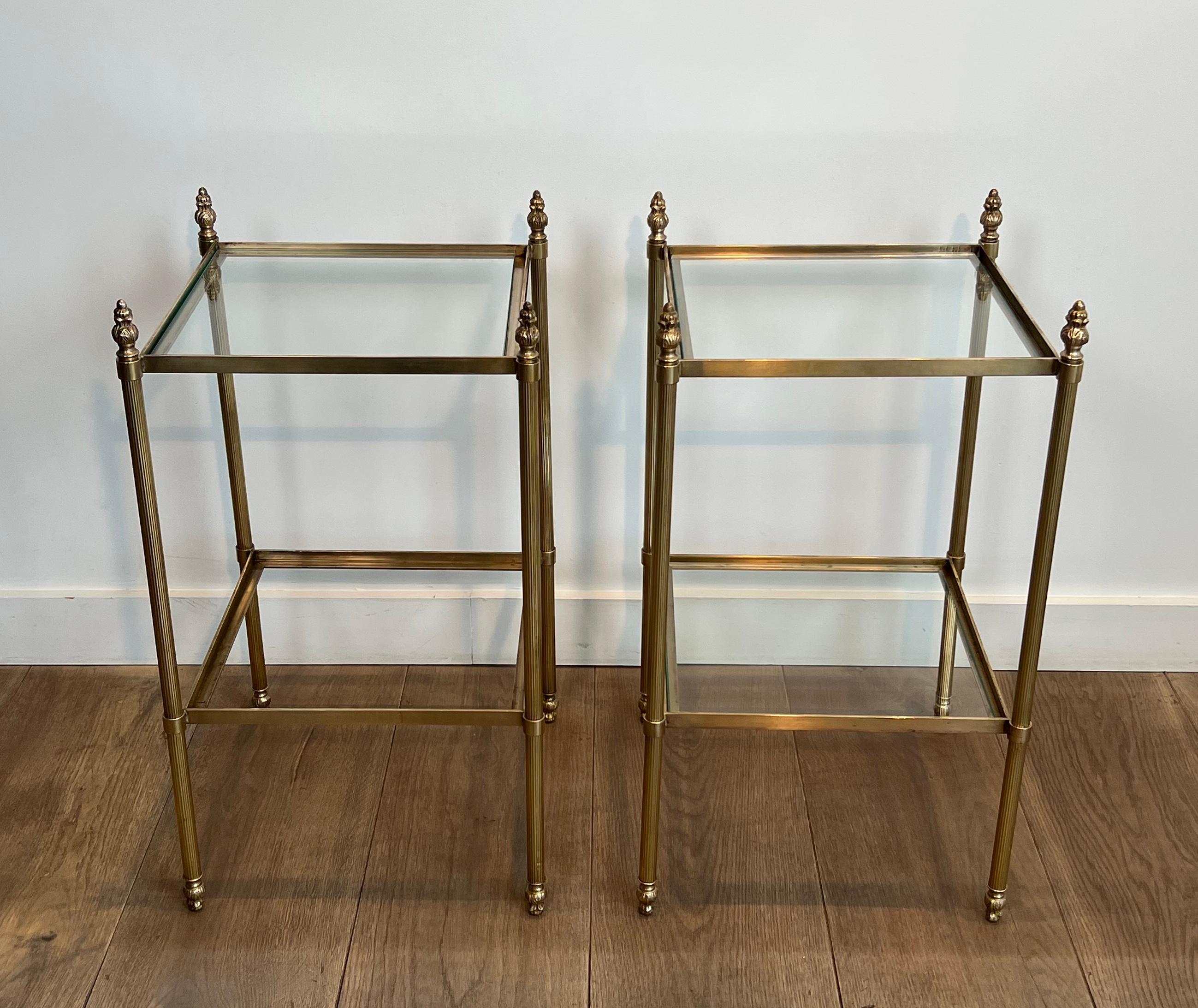 Pair of Brass Side Tables Attributed to Maison Jansen For Sale 8