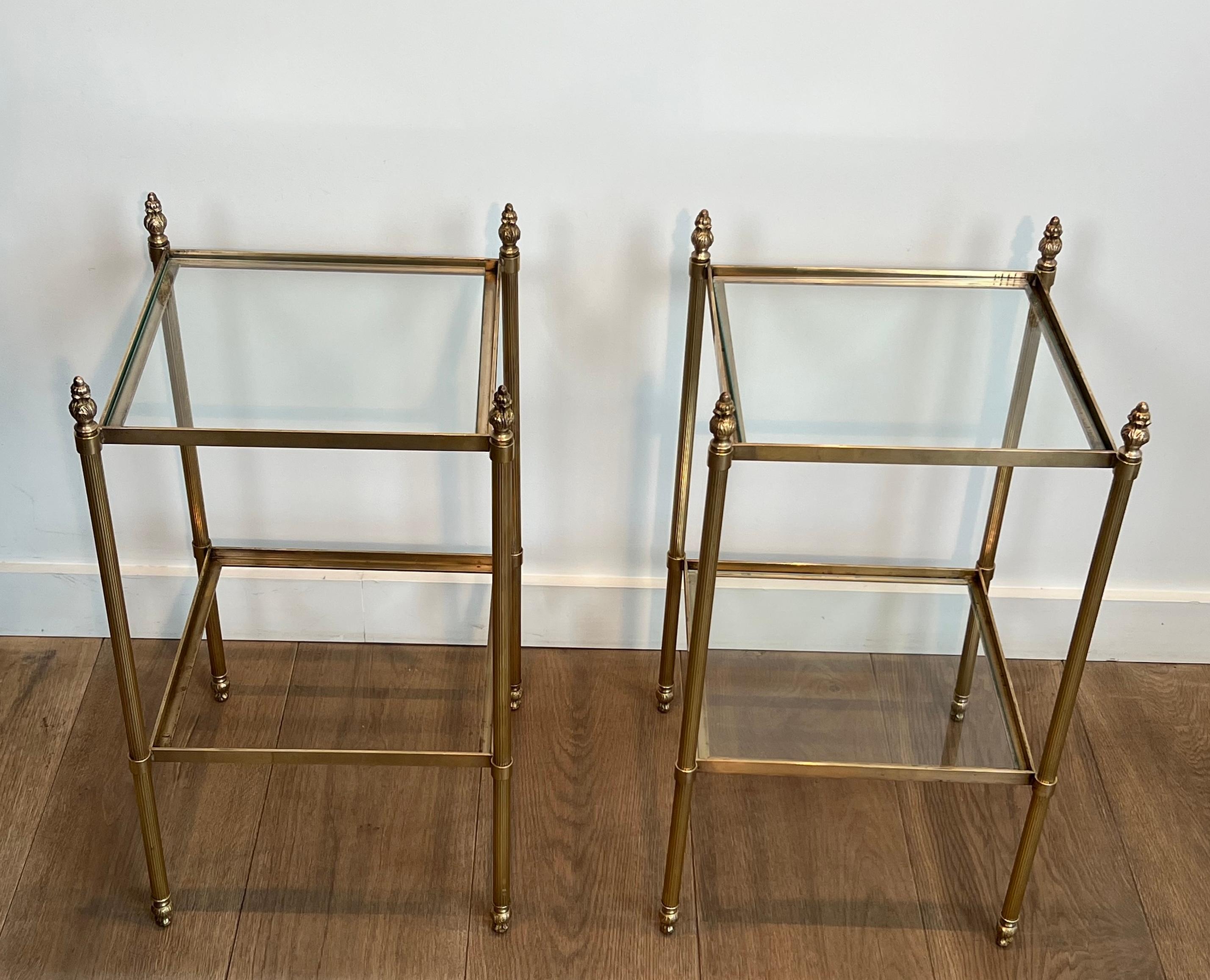 Pair of Brass Side Tables Attributed to Maison Jansen For Sale 9