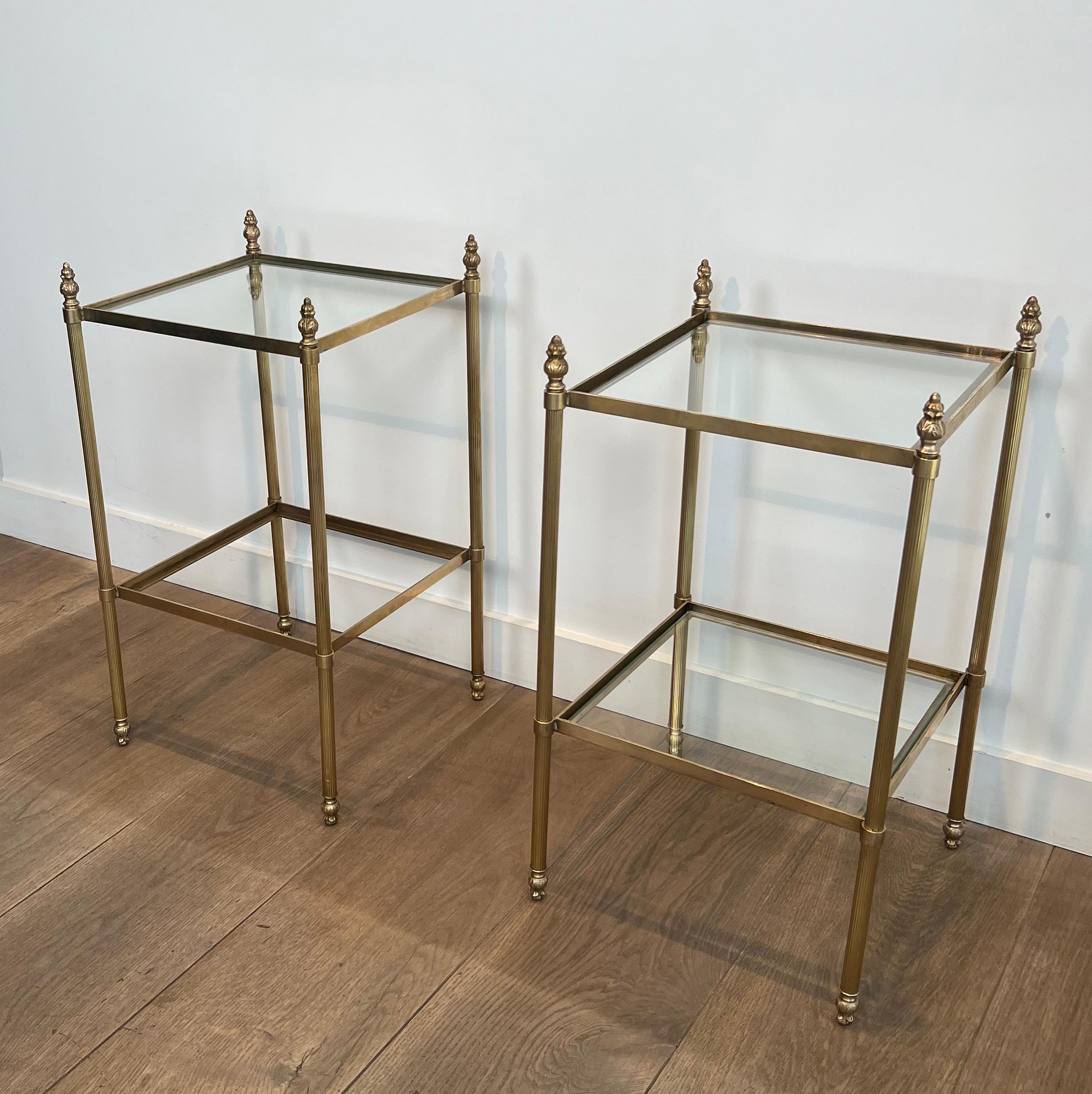 Pair of Brass Side Tables Attributed to Maison Jansen For Sale 13