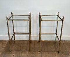 Pair of Brass Side Tables Attributed to Maison Jansen