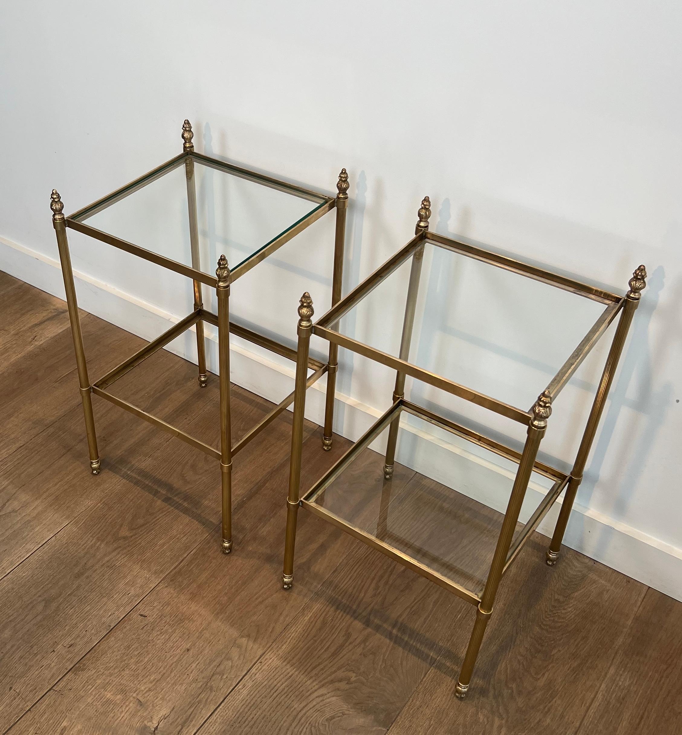 Pair of Brass Side Tables Attributed to Maison Jansen For Sale 14