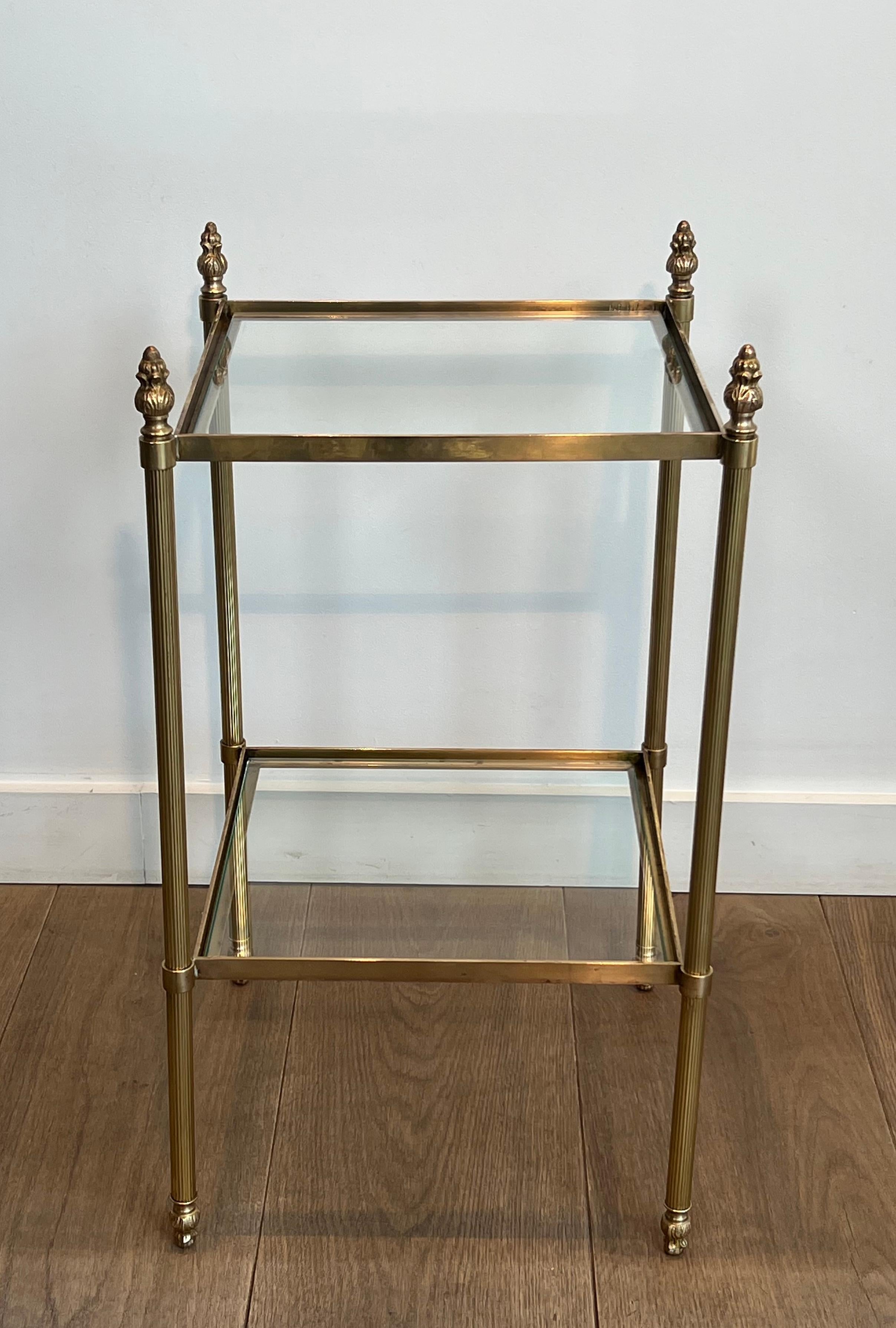 Pair of Brass Side Tables Attributed to Maison Jansen For Sale 1